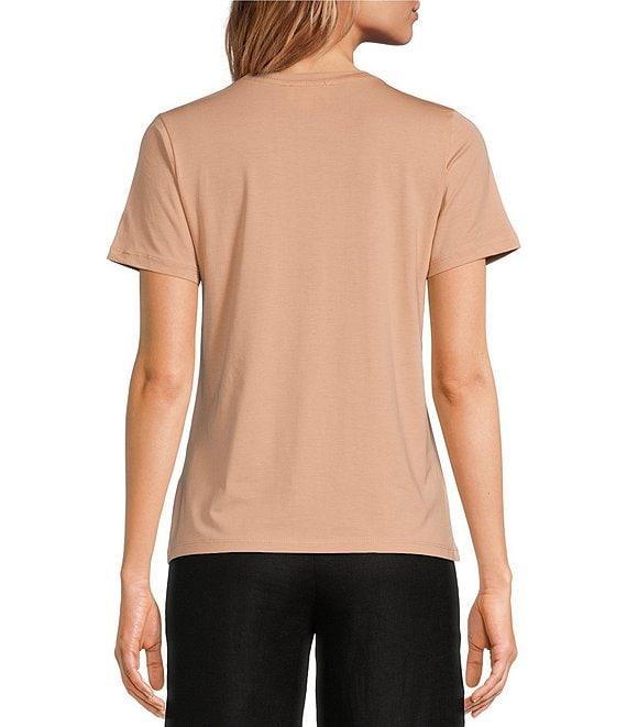 Le' AL.X Short Sleeve Crew Neck Knit Jersey Pima Cotton Tee Top Product Image