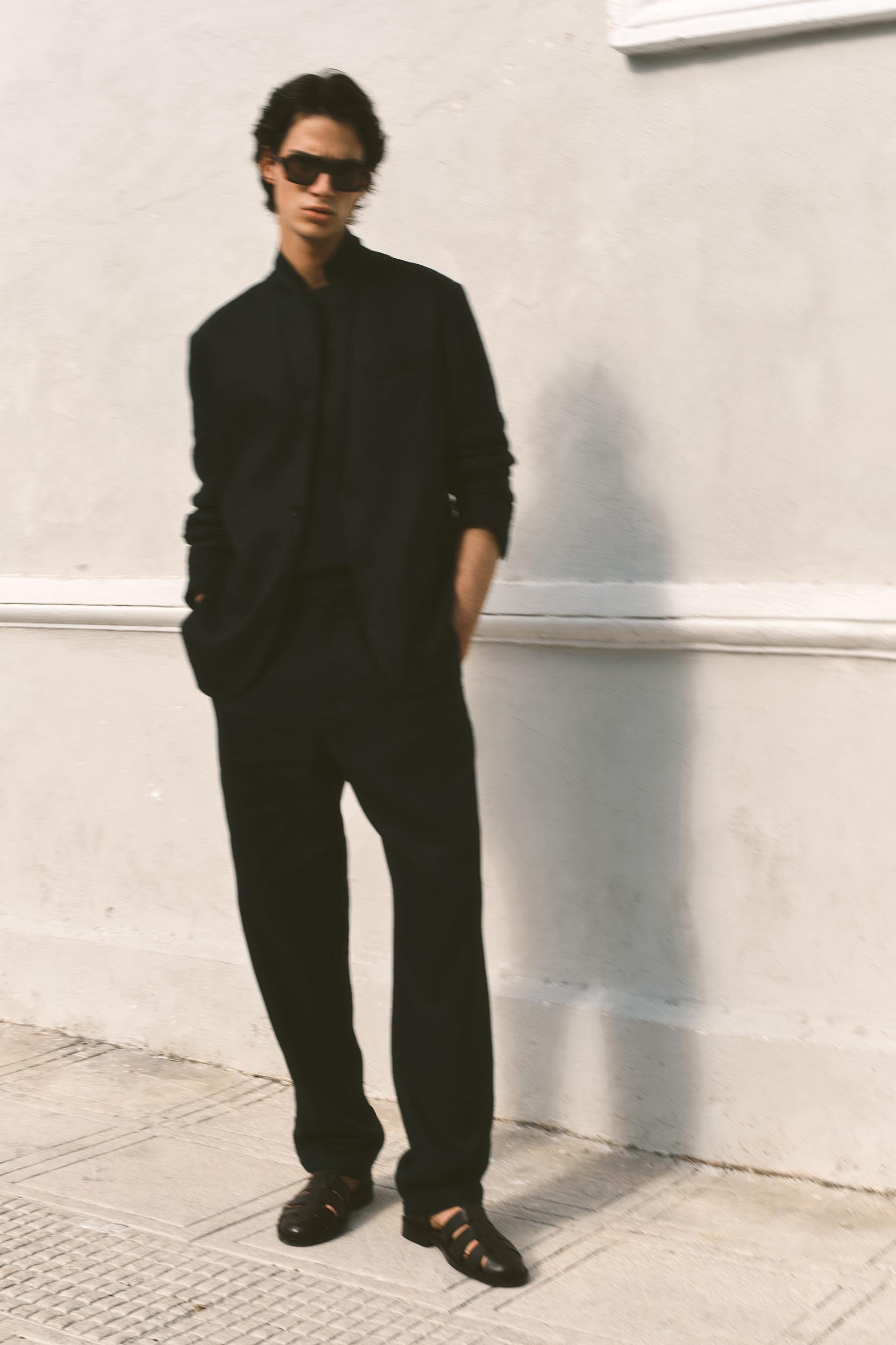 RELAXED LINEN TAPERED PANTS Product Image