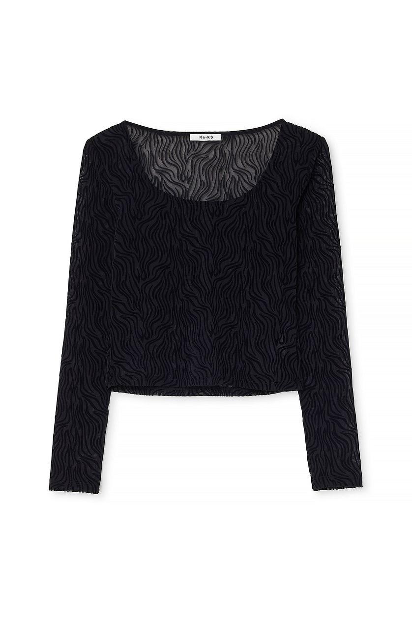 Burn Out Mesh Scoop Neck Top Product Image