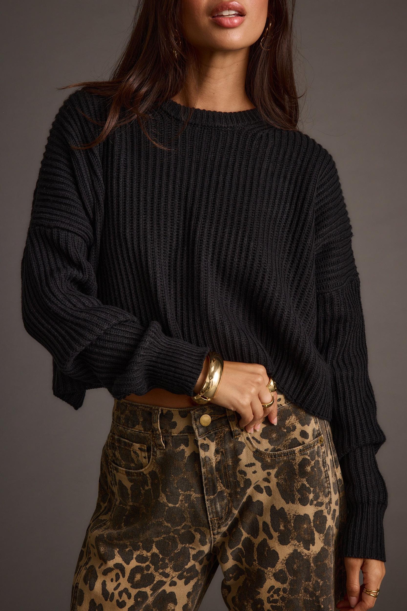 Maxine Black Cropped Sweater Product Image