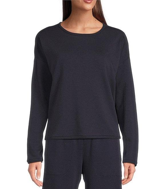 Eileen Fisher Brushed Terry Round Neck Long Sleeve Top Product Image