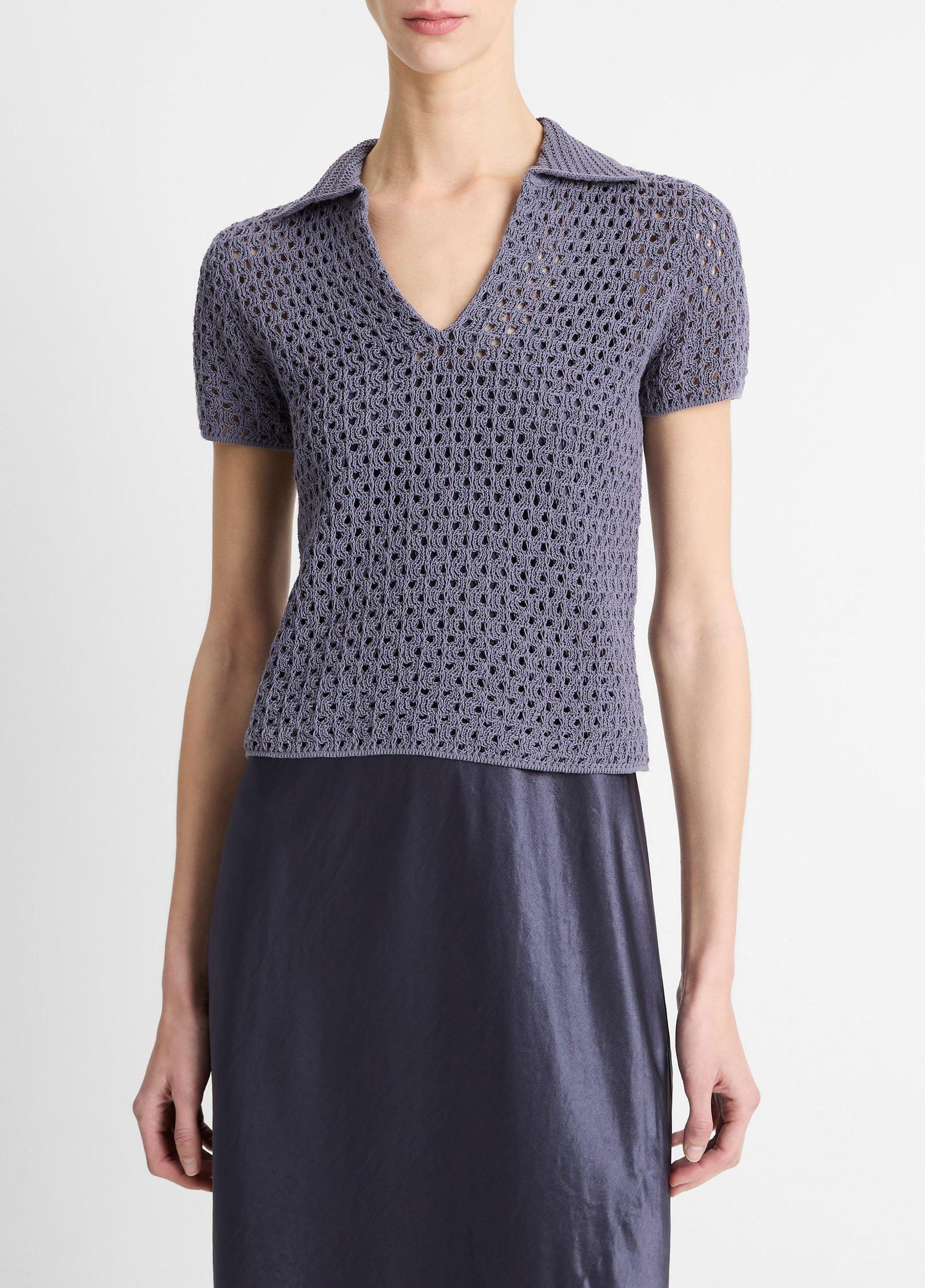 Macramé Cotton Polo Sweater Product Image