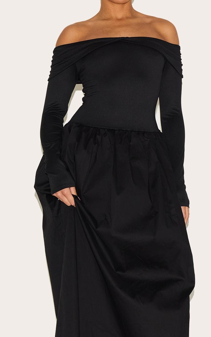 Shape Black Bardot Long Sleeve Maxi Shift Dress Product Image