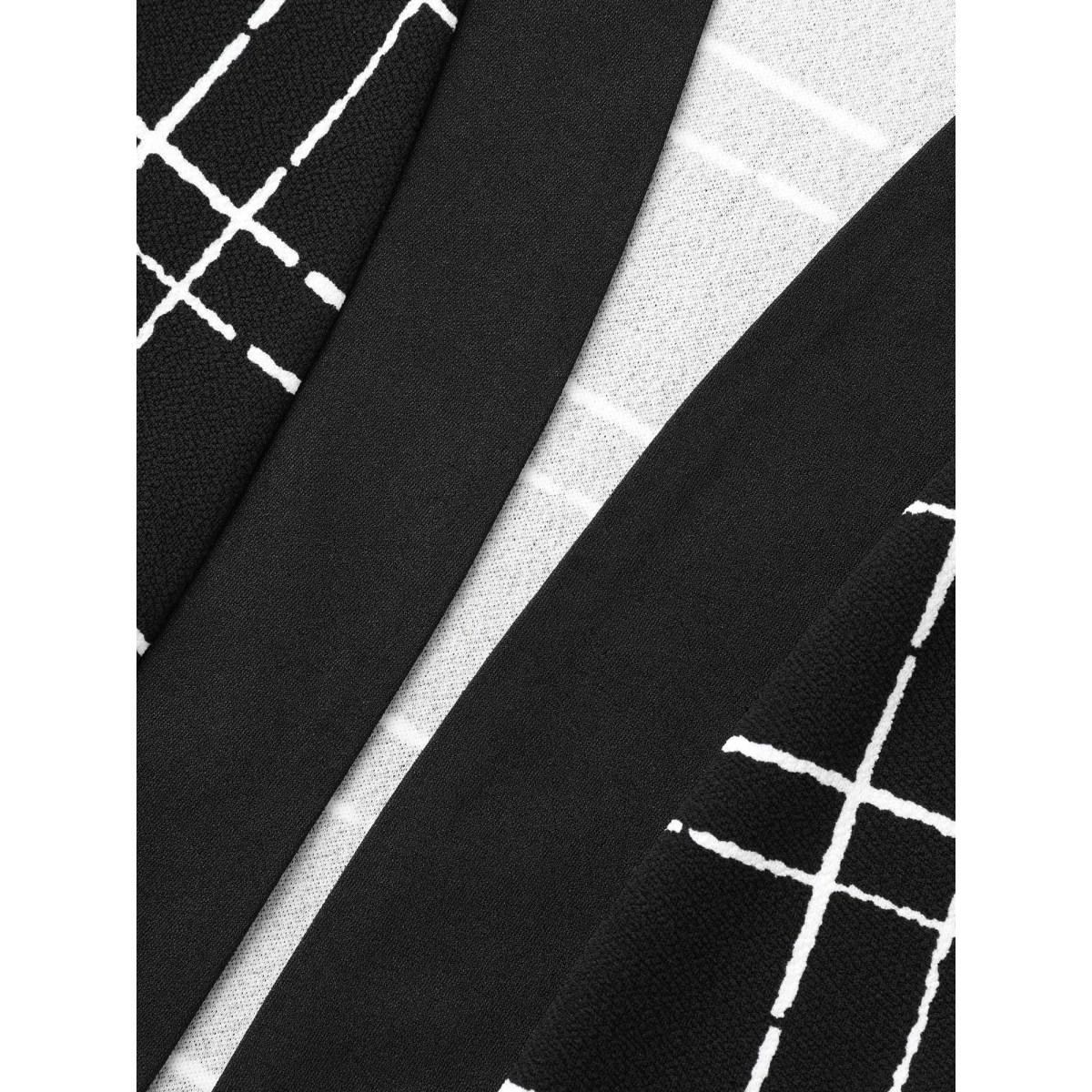 Plus Size Plaid Open Front Patchwork Jacket Women Black Contrast Loose Patch pocket Everyday Jackets BloomChic 22-24/3X Product Image