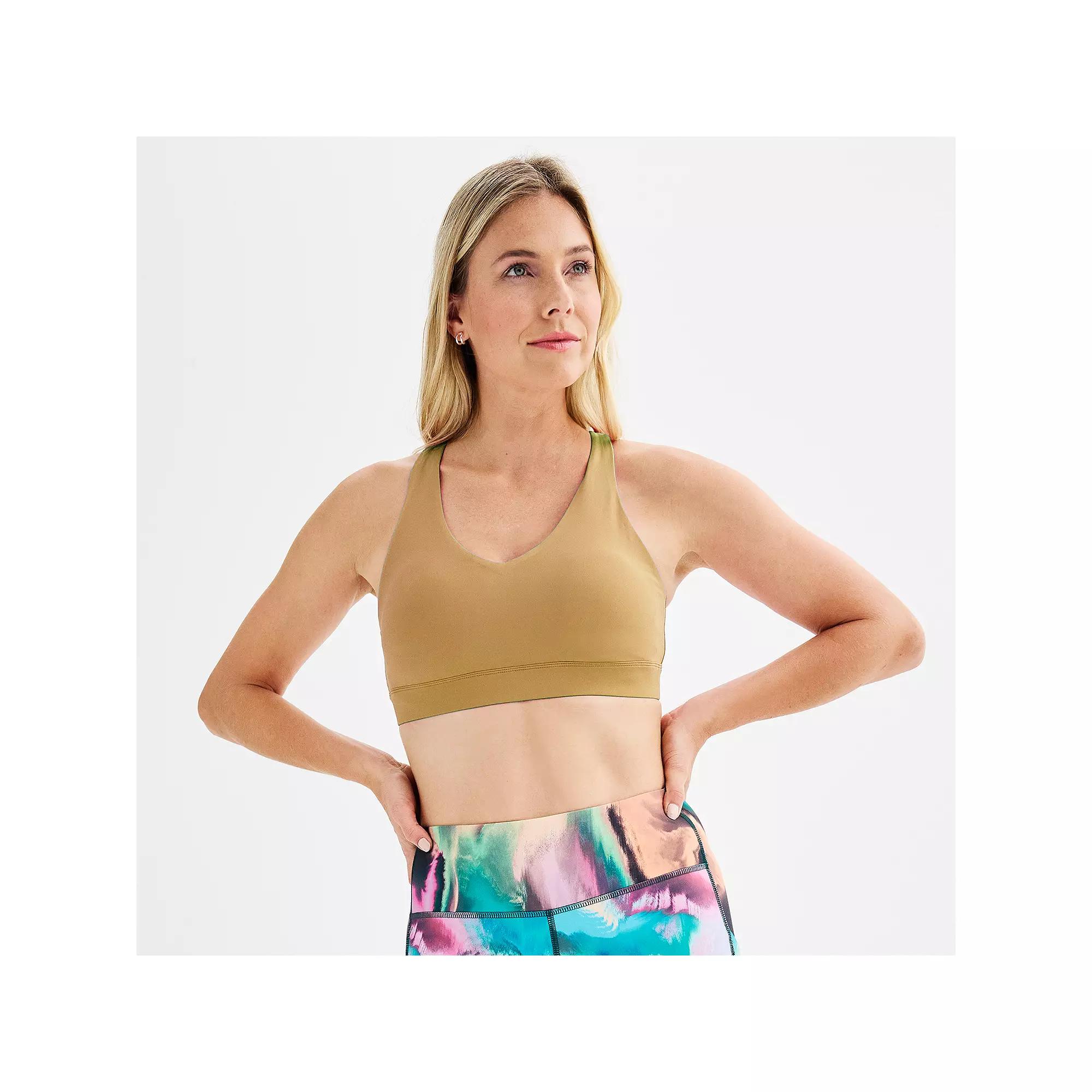 Tek Gear® Ultrastretch Medium-Impact V-Neck Sports Bra, Women's, Mini Latte Product Image