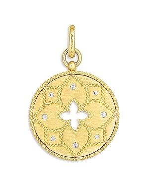 Roberto Coin 18K Yellow Gold Venetian Princess Diamond Flower Disc Pendant Product Image