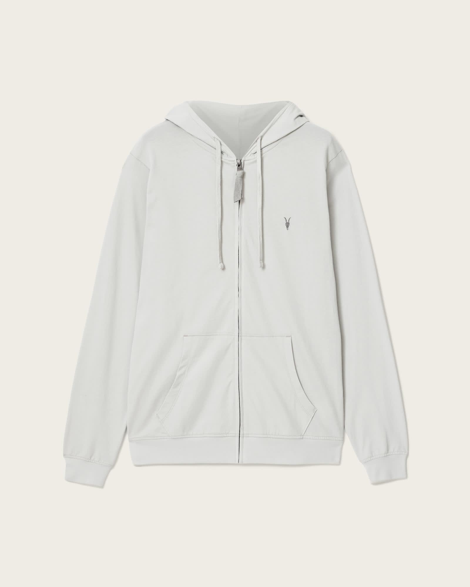 Brace Zip Up Ramskull Hoodie Pebble Grey | ALLSAINTS US Product Image