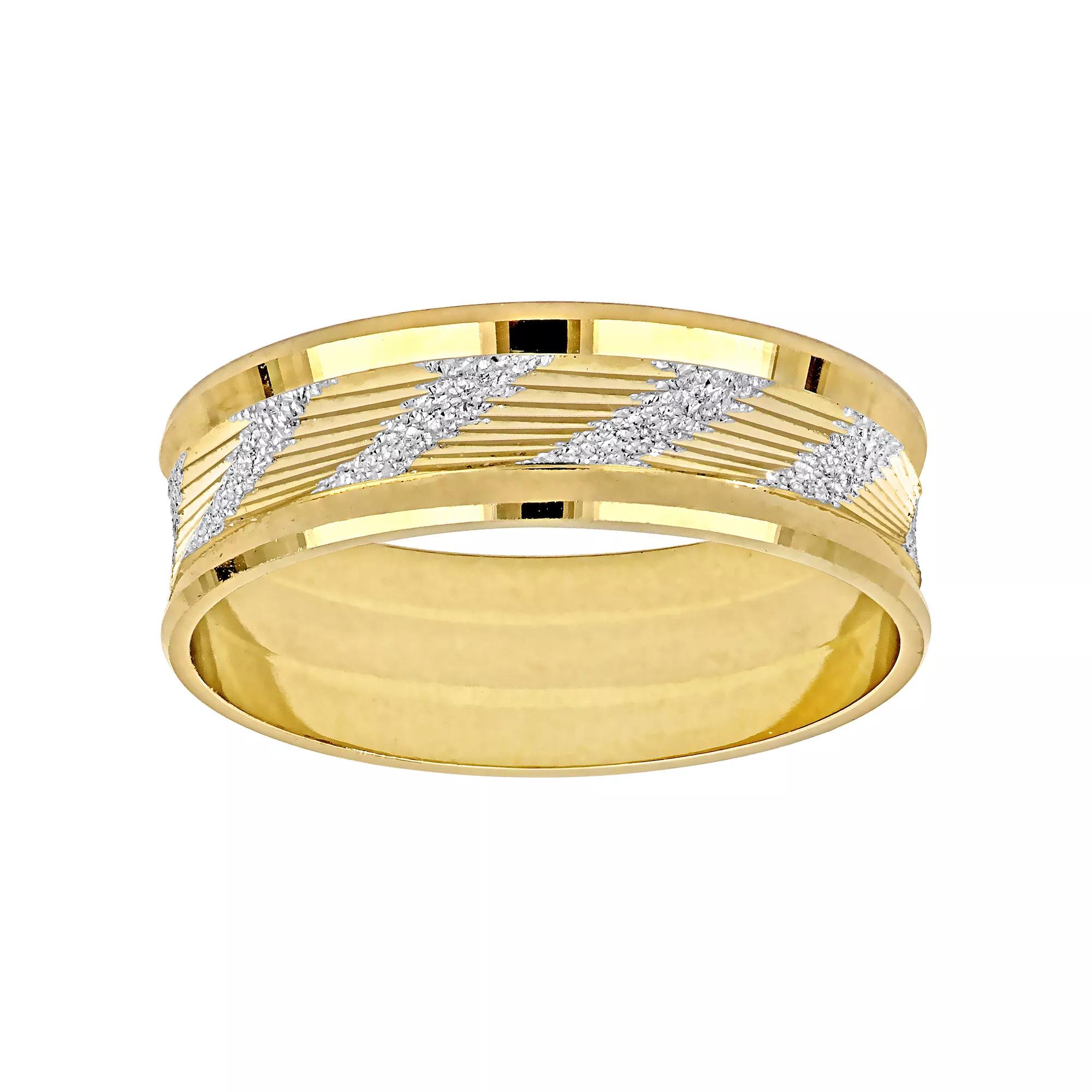 Stella Grace Two Tone 14k Gold Ribbed & Striped Wedding Band, Womens 14k Two Tone Product Image