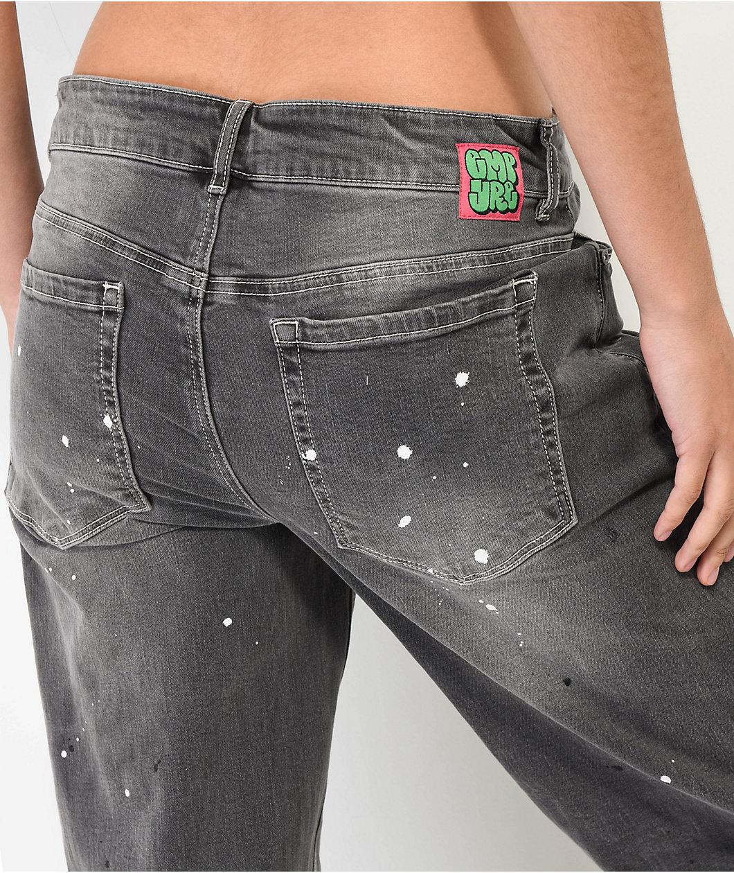 Empyre Tara Splatter Grey Low Rise Denim Skate Jeans Product Image
