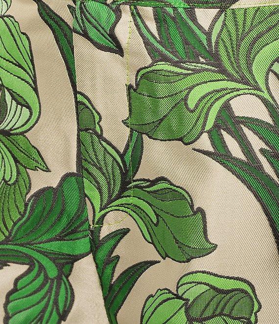 Buru Le Culotte Printed Brocade High Rise Cropped Wide Leg Pants Product Image