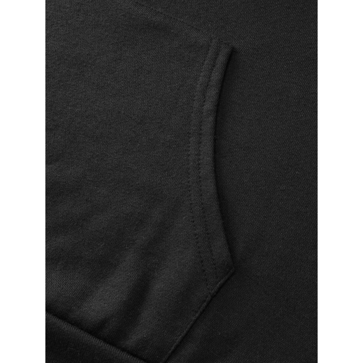 Plus Size Floral Contrast Textured Pockets Hoodie Women Black Texture Hooded Casual Sweatshirts BloomChic 22-24/3X Product Image