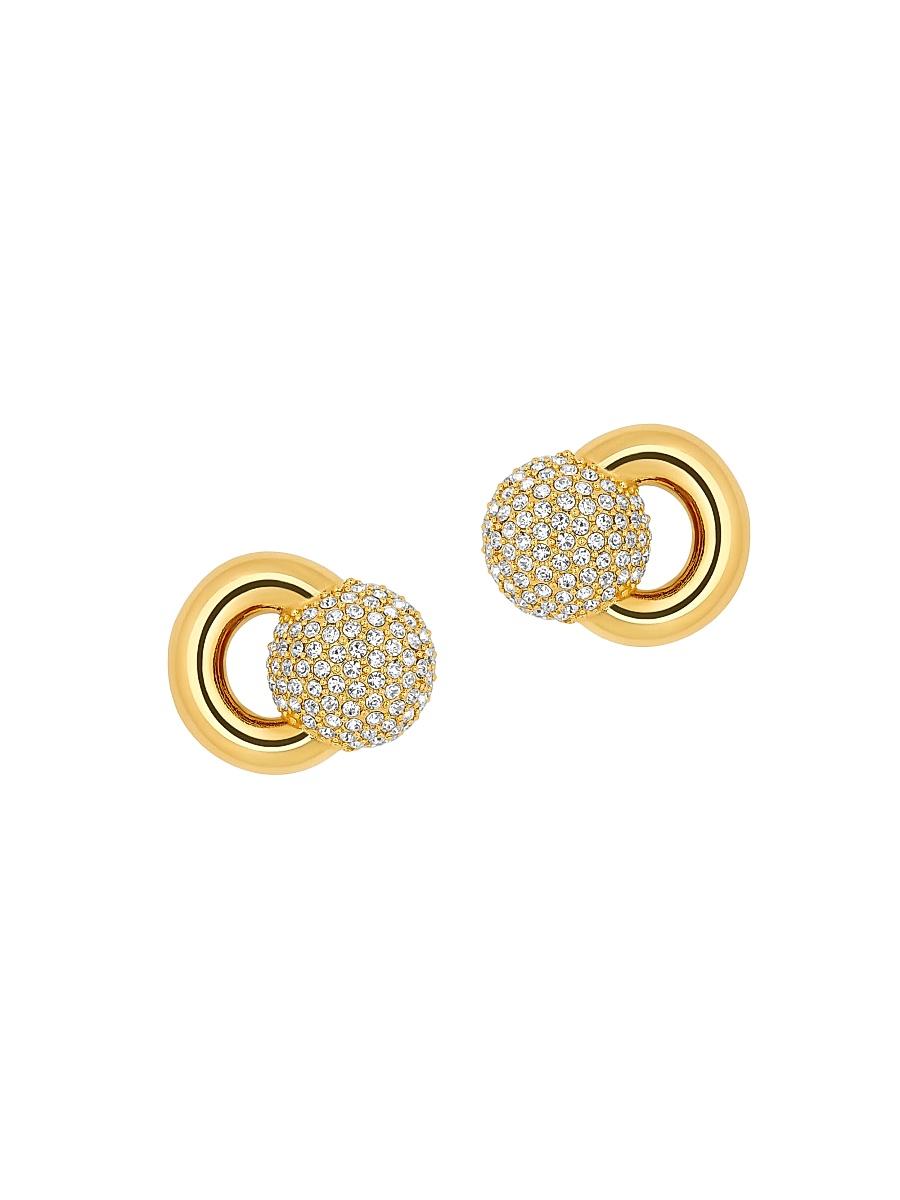 Womens 24K-Gold-Plated Brass & Rhinestone Stud Earrings Product Image