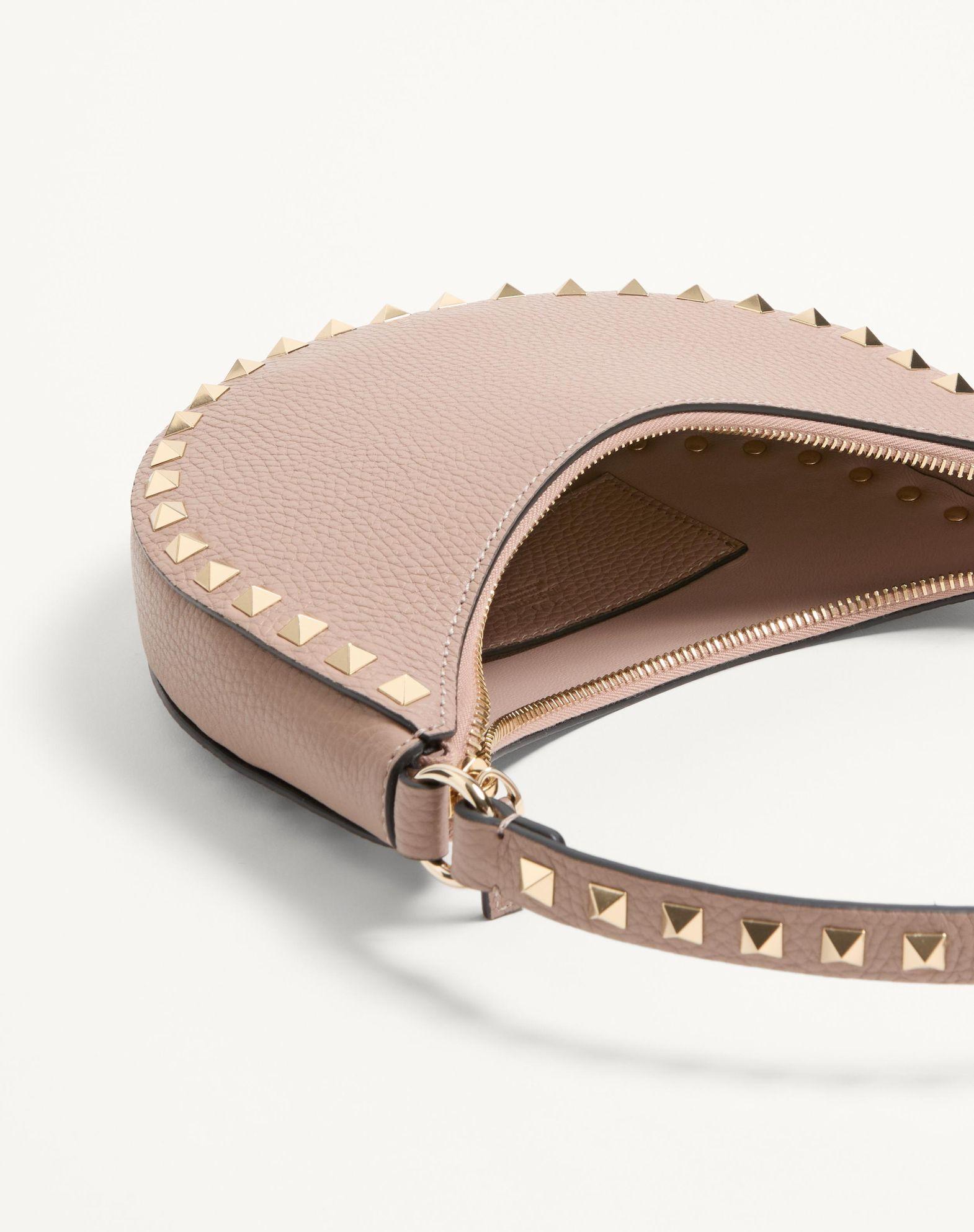 Mini Rockstud Hobo Bag In Grainy Calfskin Product Image