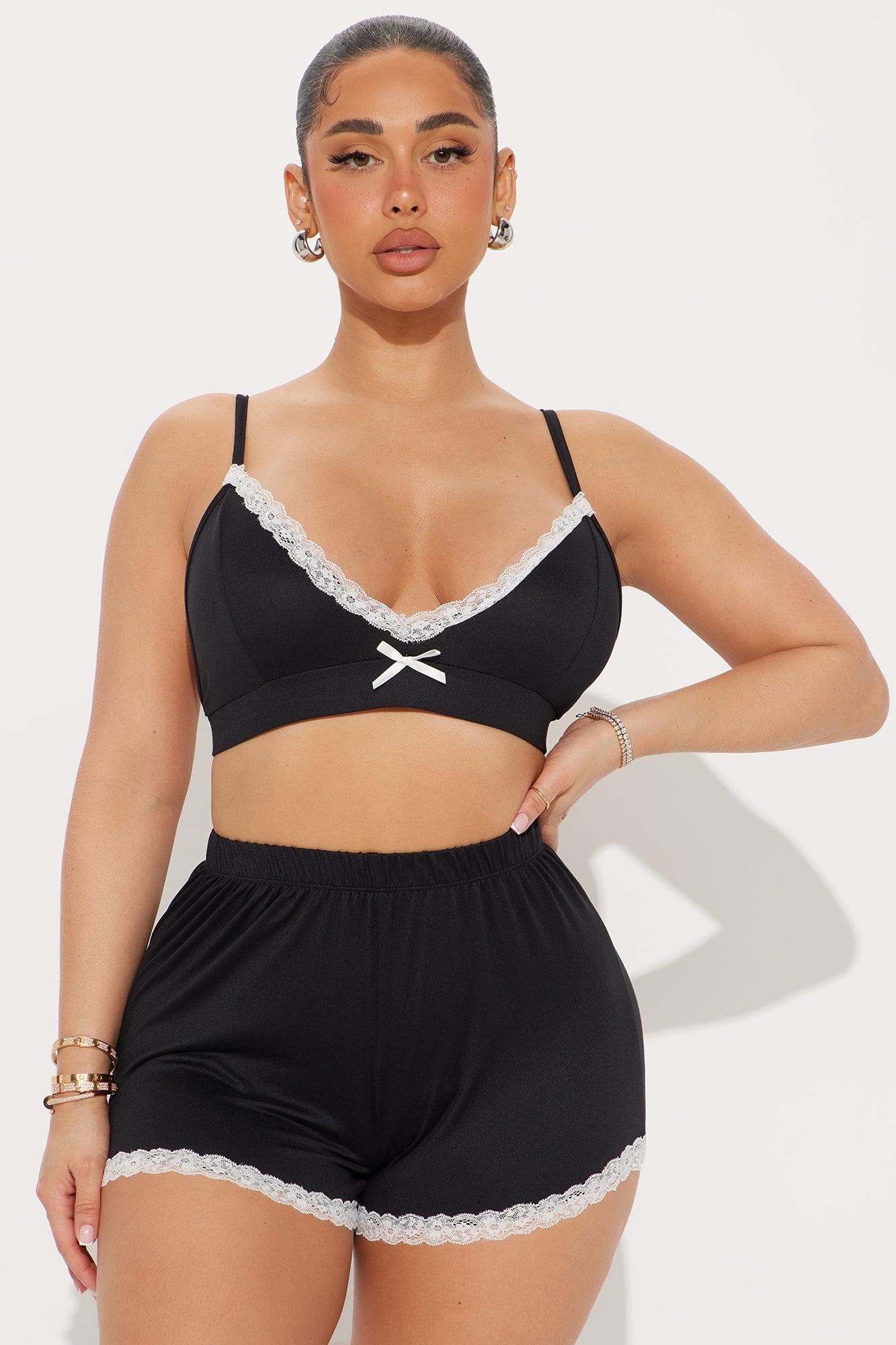 In Bed All Day PJ Robe Set - Black/White Product Image