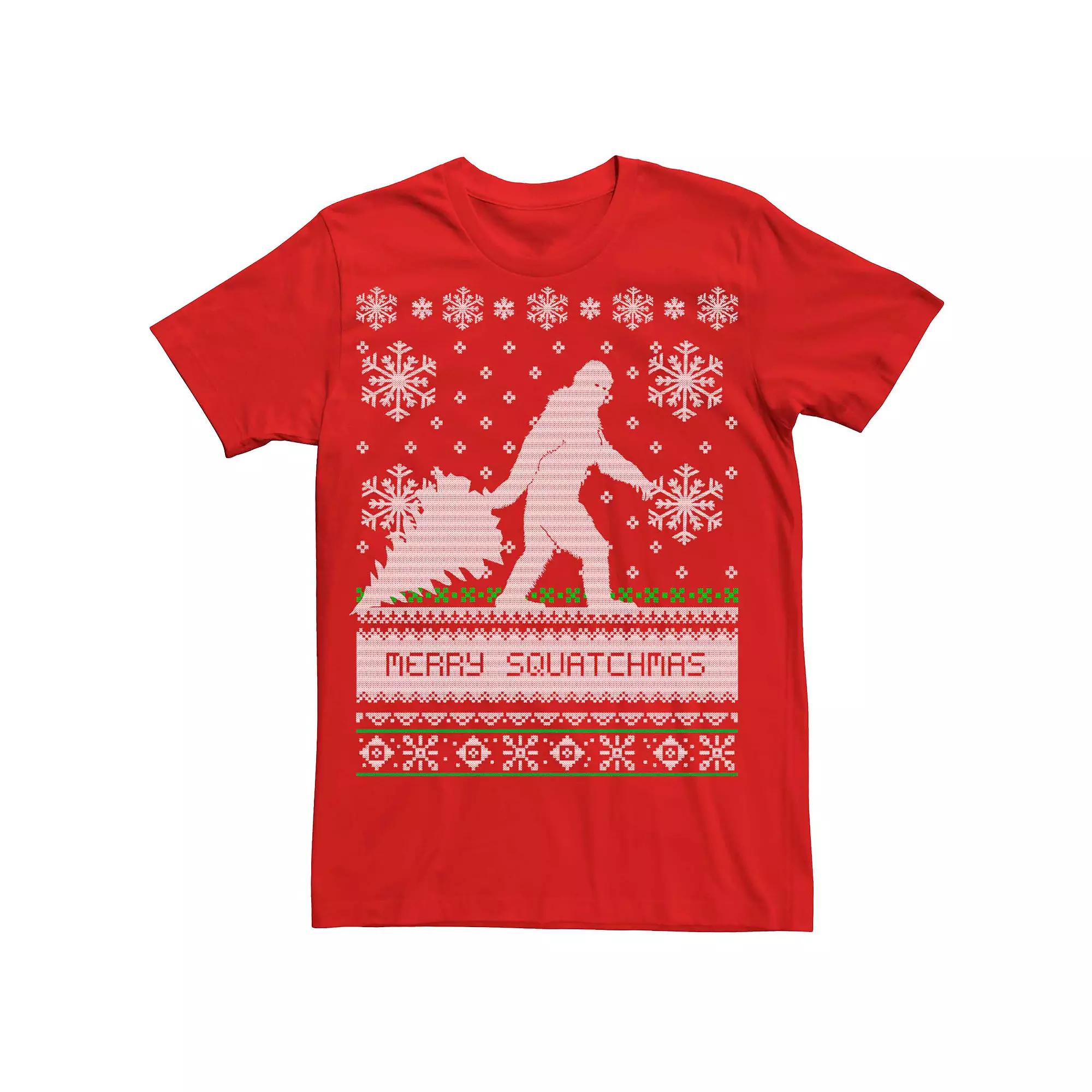 Men's Merry Squatchmas Ugly Christmas Style Tee,  Product Image