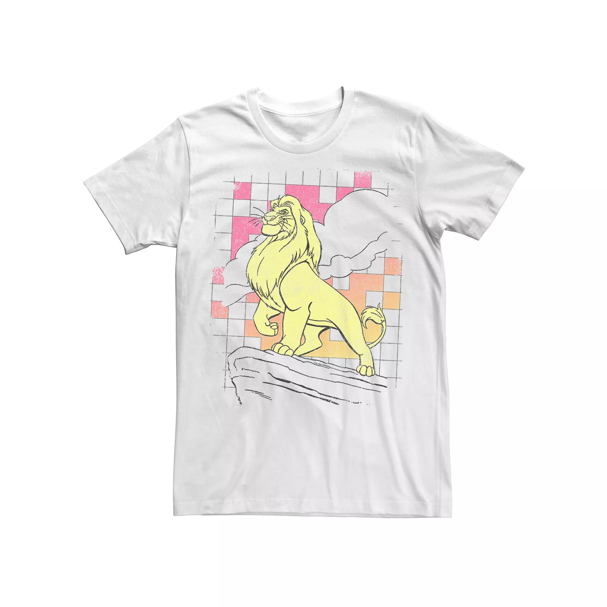 Disney's The Lion King Distressed Simba Checkered Men's Tee, Size: 3XL, White Product Image