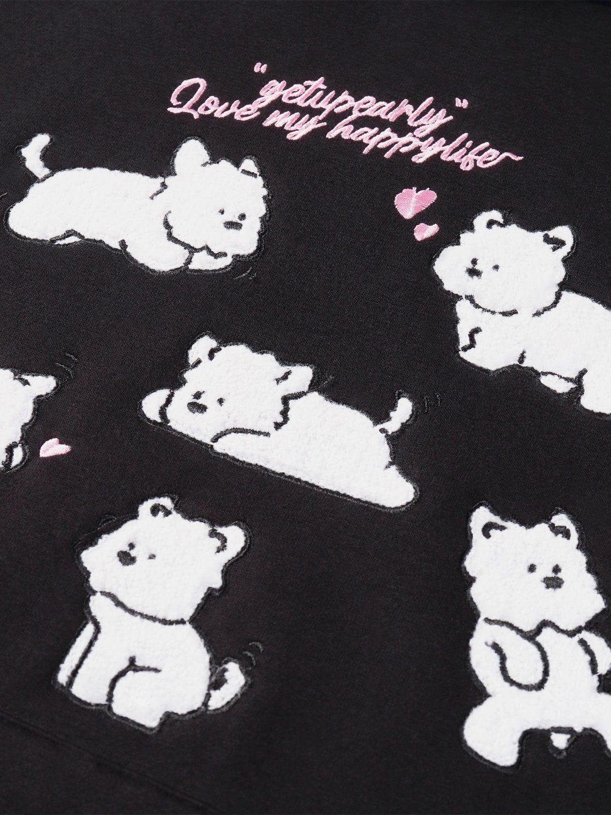 Aelfric Eden Embroidery Cartoon Dog Graphic Pullover Hoodie Product Image