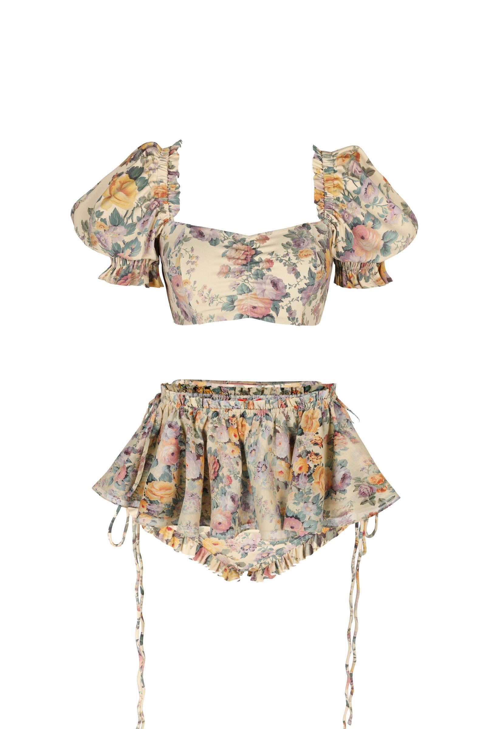 The Blonde Floral Babydoll Bikini Top Product Image