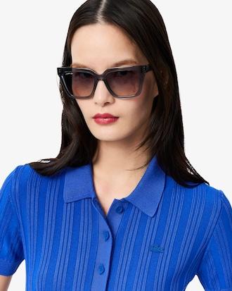 Ribbed Knit Polo Collar Sweater Product Image