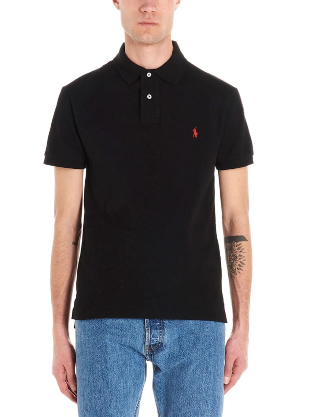 POLO RALPH LAUREN Black Polo Shirt With Classic Collar And Pony Embroidery On The Front In Cotton Man Product Image