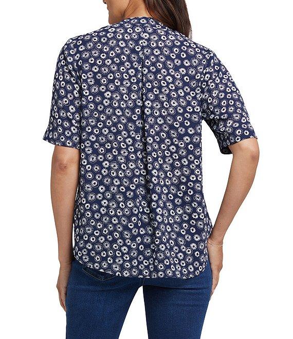 NYDJ Charming Printed V-Neck Short Sleeve Top Product Image
