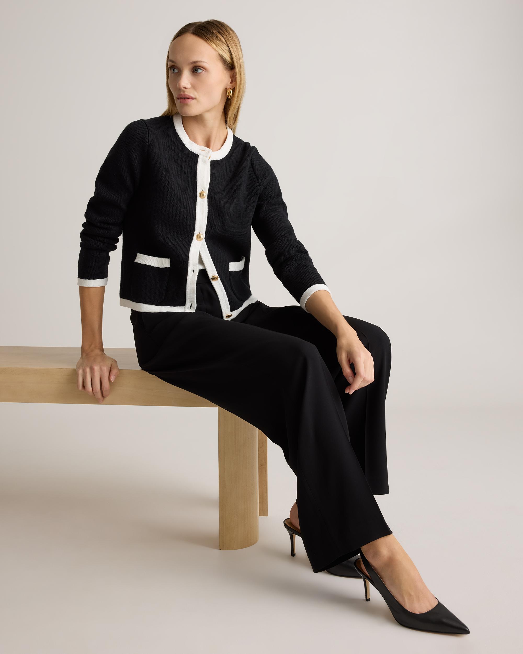 Quince | Women's Stretch Crepe Classic Trouser Pants Recycled Polyester Product Image