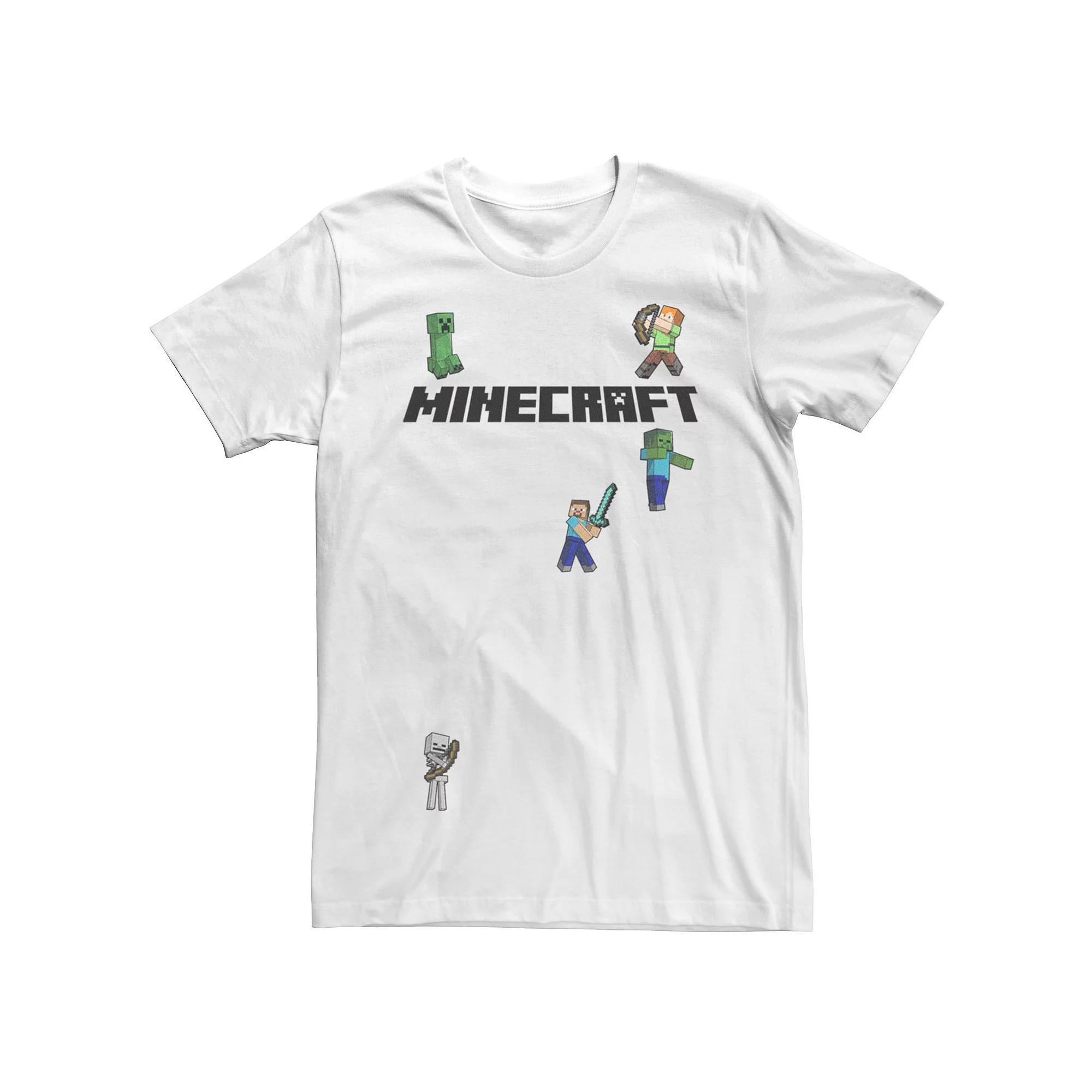 Men's Minecraft Creep Skeleton Zombie Sprites Overworld Logo Tee,  Product Image