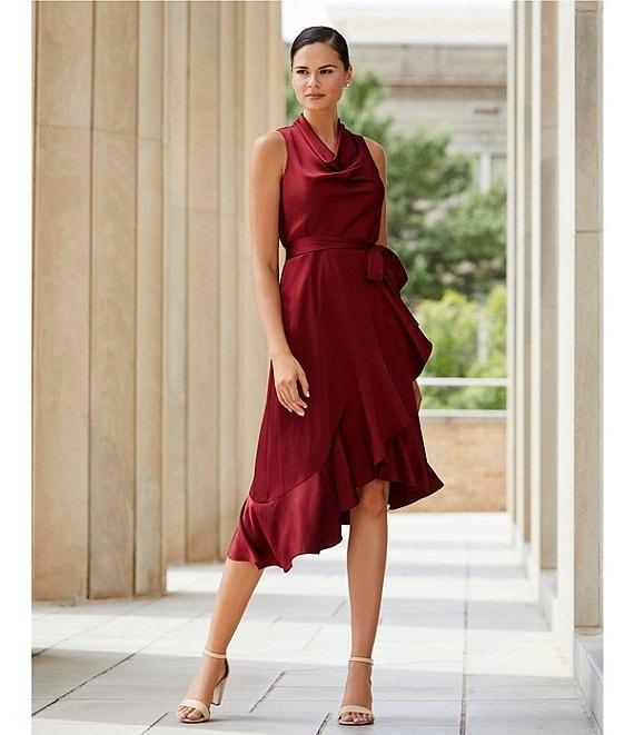 Alex Marie Annalee Satin Cowl Neck Sleeveless Midi Dress Product Image