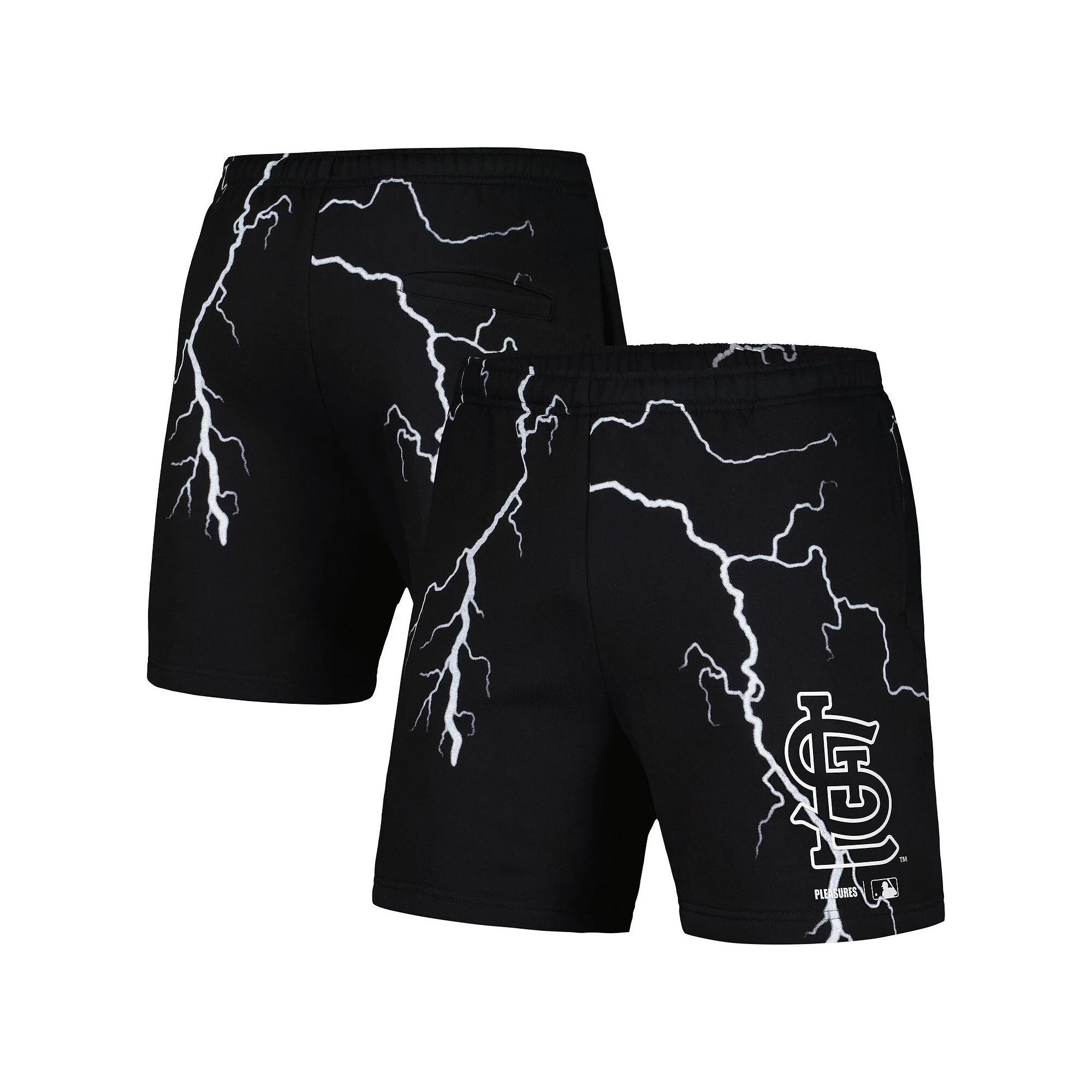 Men's PLEASURES  Black Miami Marlins Lightning Shorts, Size: Medium Product Image