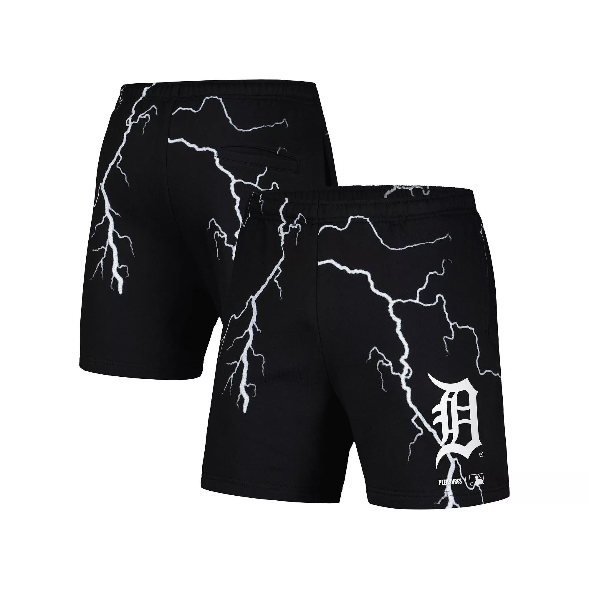 Men's PLEASURES Black Detroit Tigers Lightning Shorts,  Product Image