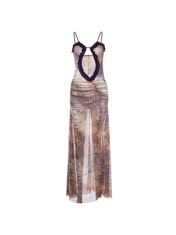 Random Print Fungus Cropped Maxi Dress Product Image
