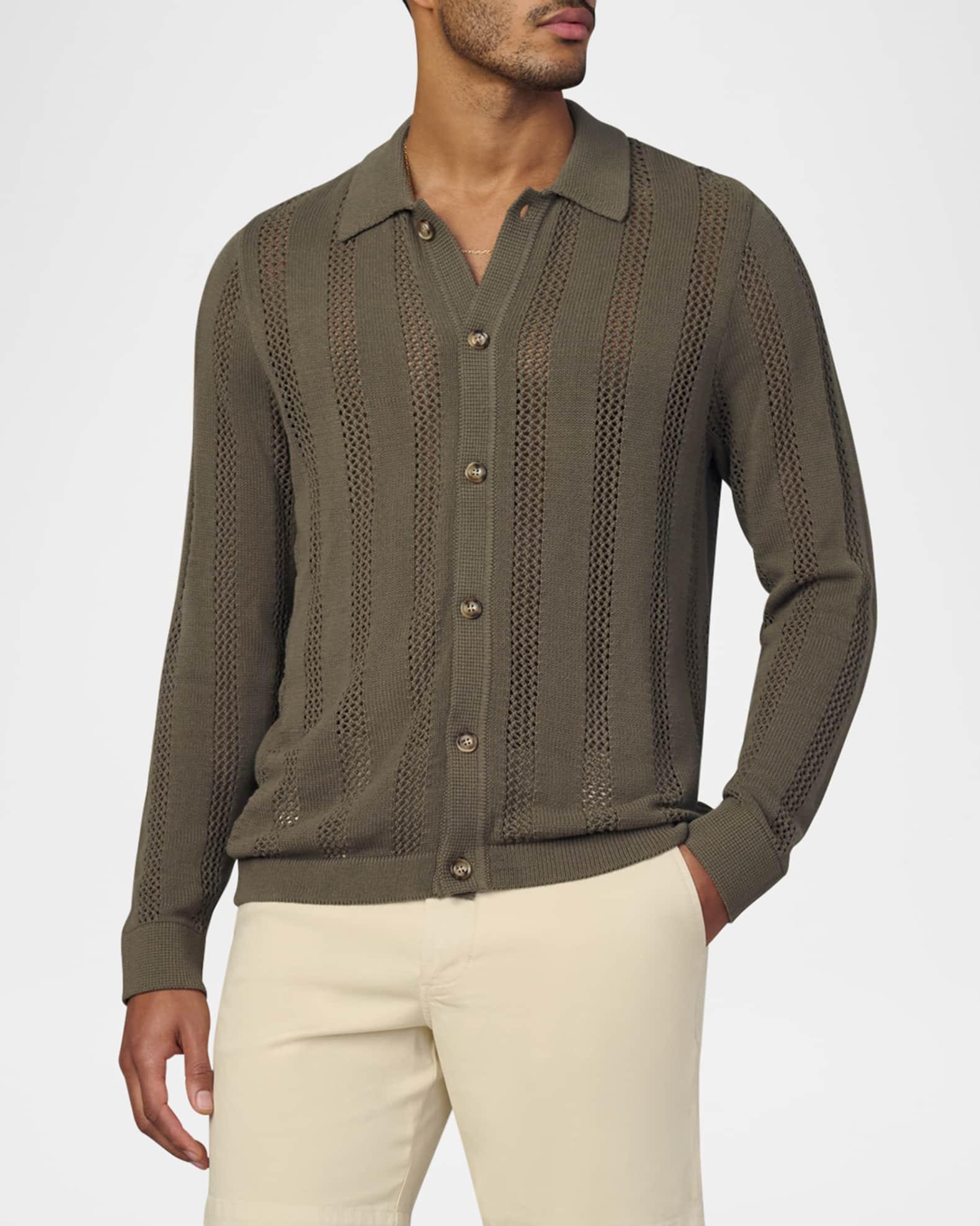 Men's Summer Crochet Cardigan Product Image