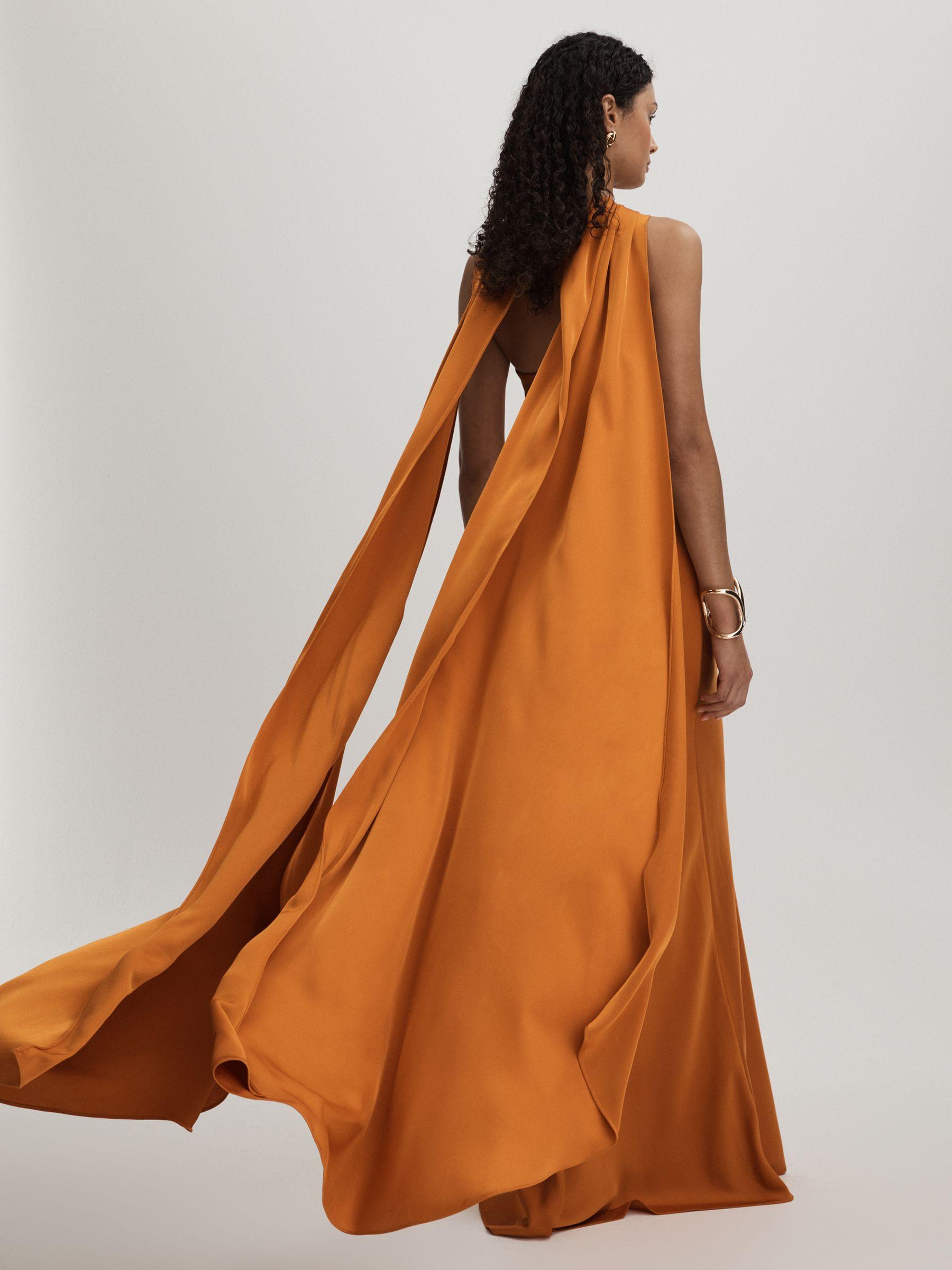 Halston Halter Cape Maxi Dress in Mustard Product Image