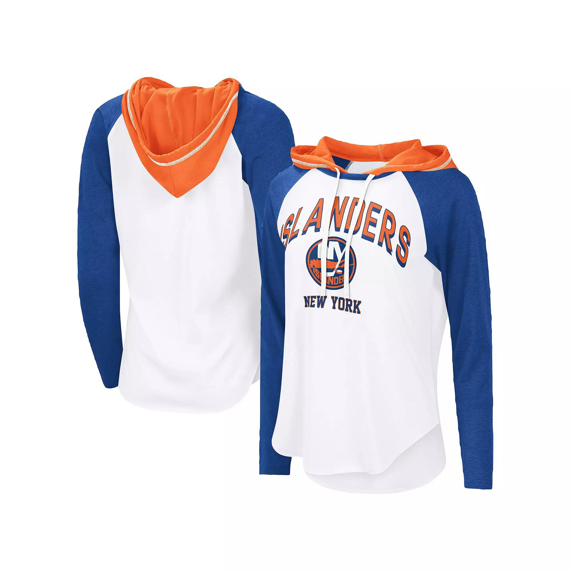 Women's G-III 4Her by Carl Banks  White New York Islanders VIP Raglan Long Sleeve Hoodie T-Shirt, Size: Large, Isl White Product Image