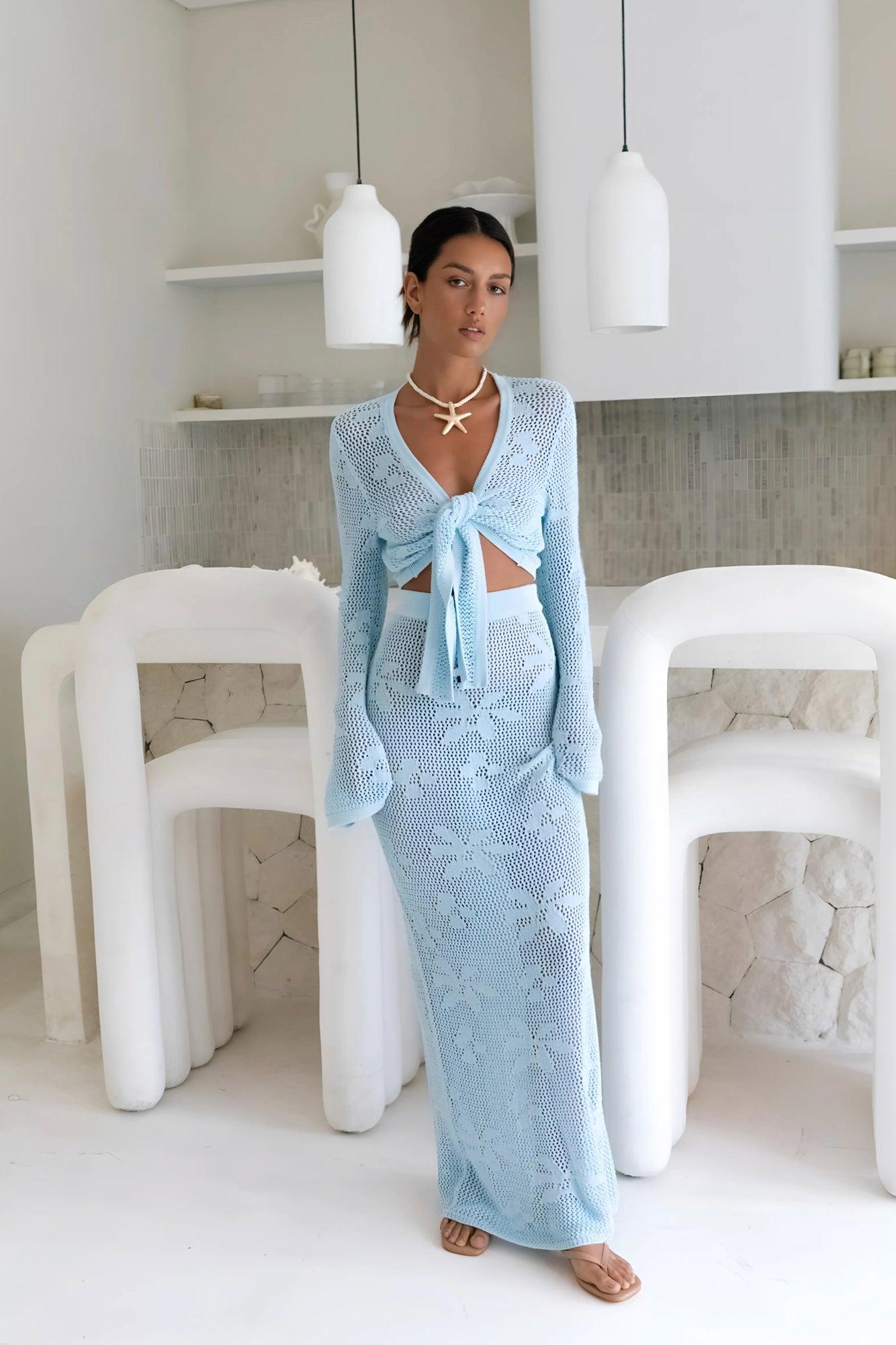 Terra Crochet Maxi Skirt Blue Product Image