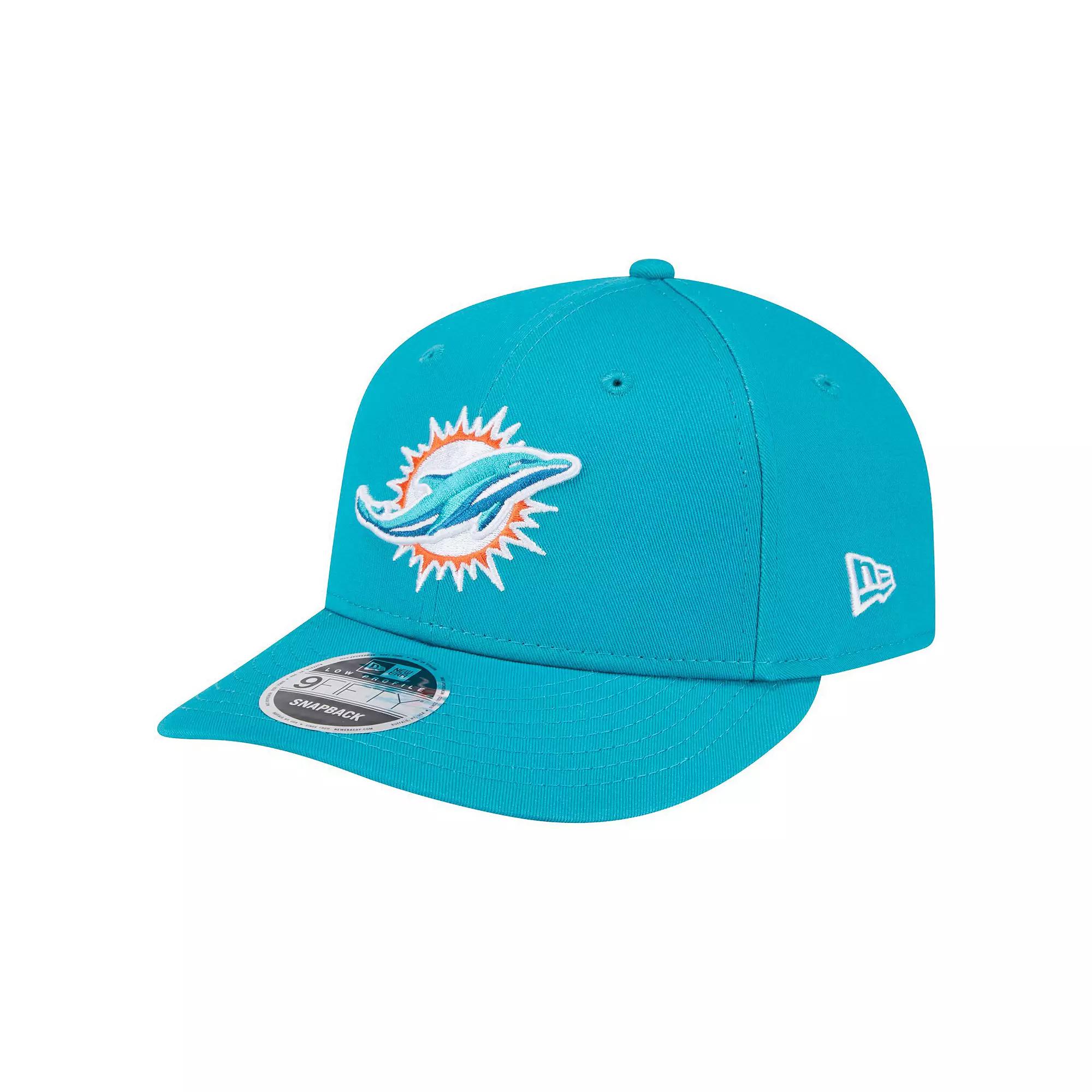 Men's New Era Aqua Miami Dolphins Main Low Profile 9FIFTY Snapback Hat, Turquoise A Product Image