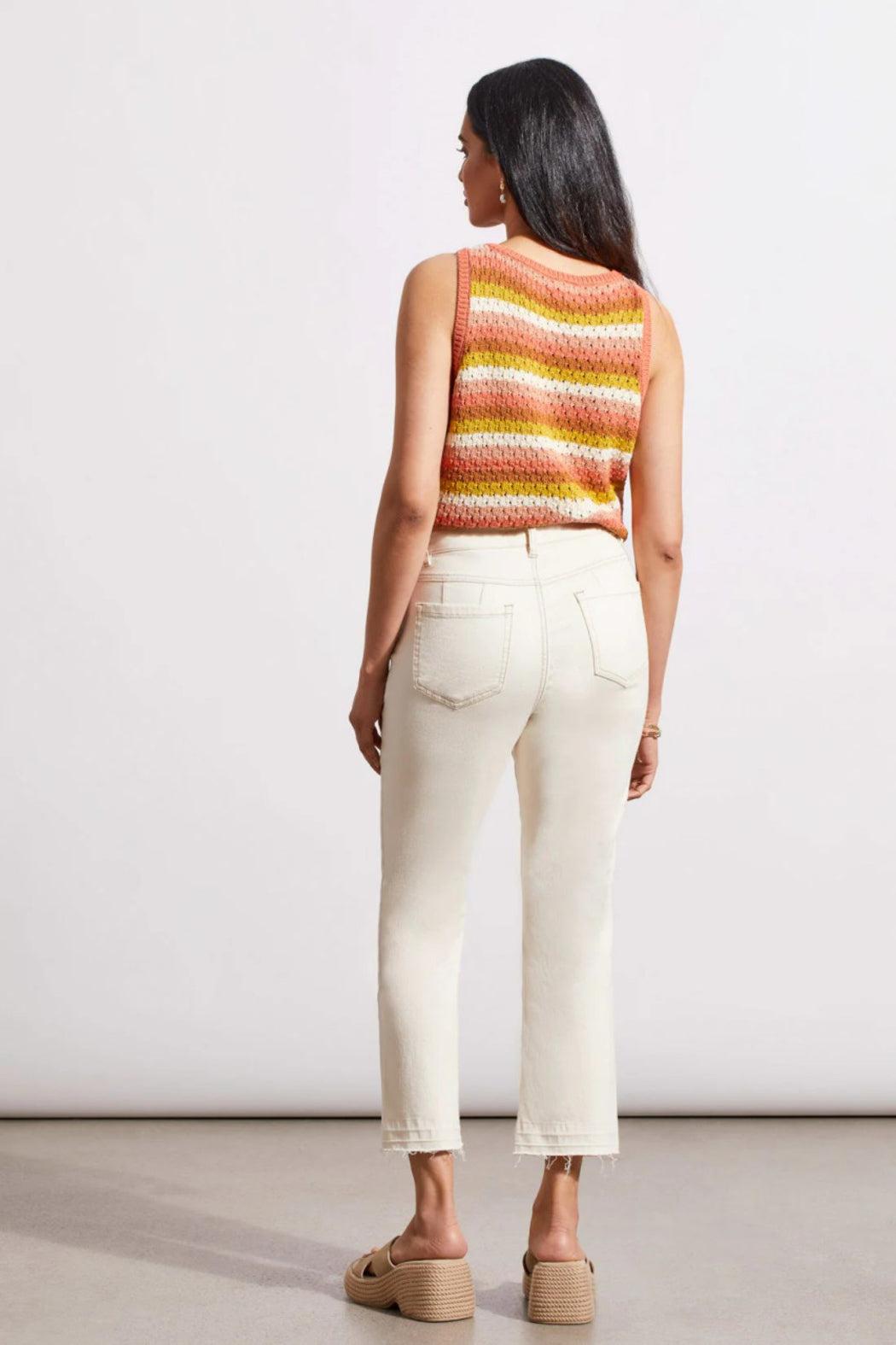 Ecru Stretch Crop Jeans Product Image