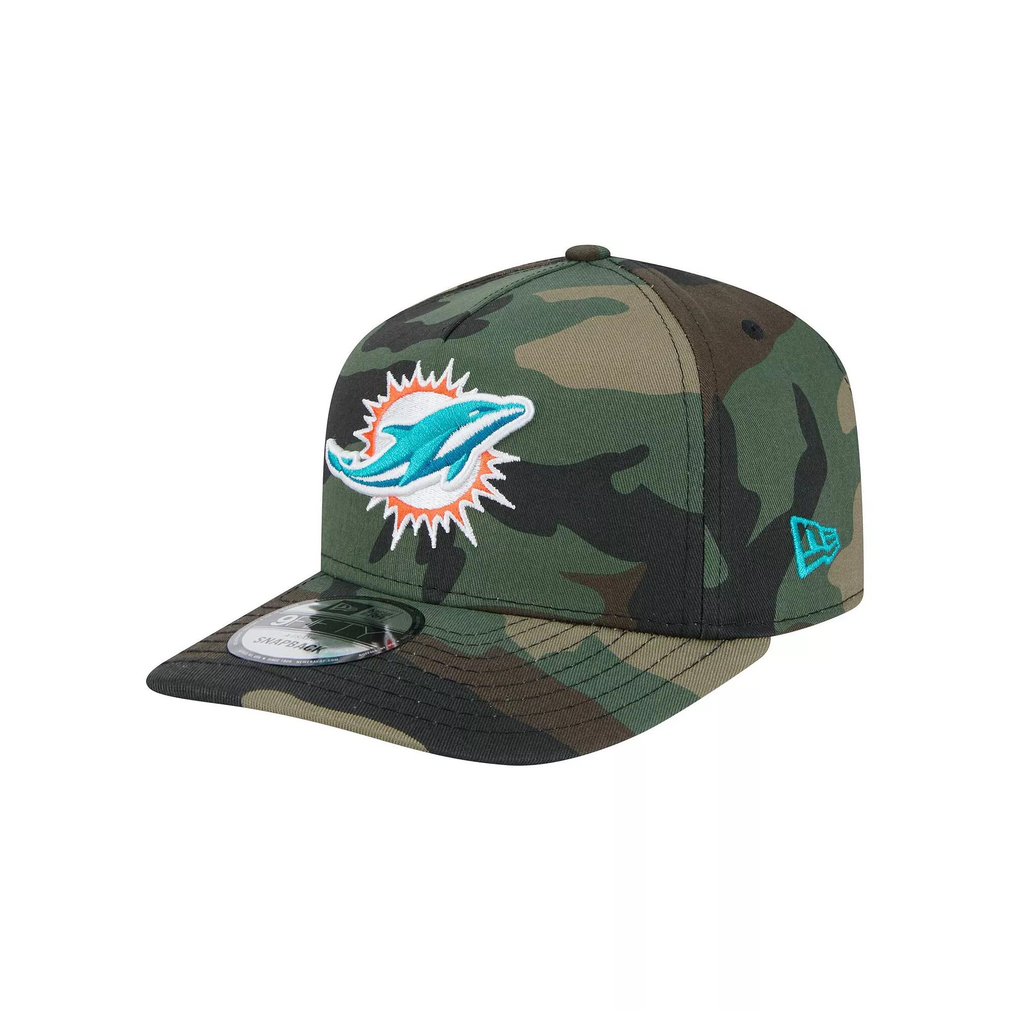 Men's New Era Camo Miami Dolphins Woodsy 9FIFTY Snapback Hat, Green Product Image