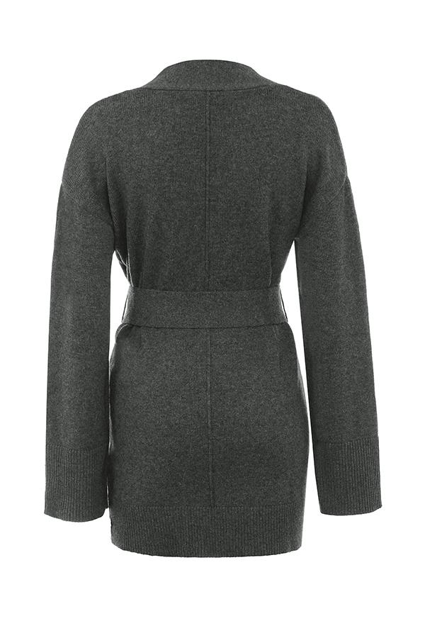 Alaia  charcoal cashmere blend belted cardigan - sale Product Image