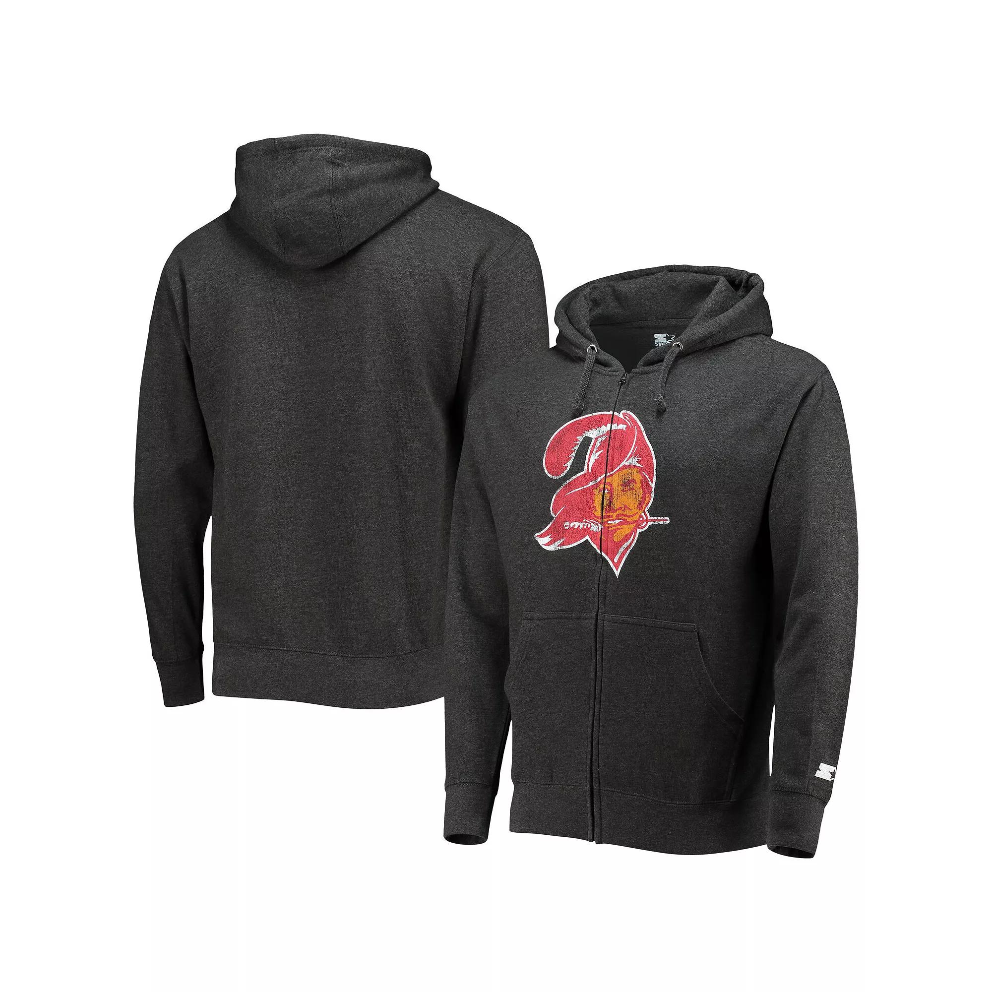 Men's Starter Pewter Tampa Bay Buccaneers Throwback Logo Full-Zip Hoodie, Size: XL, Charco Product Image