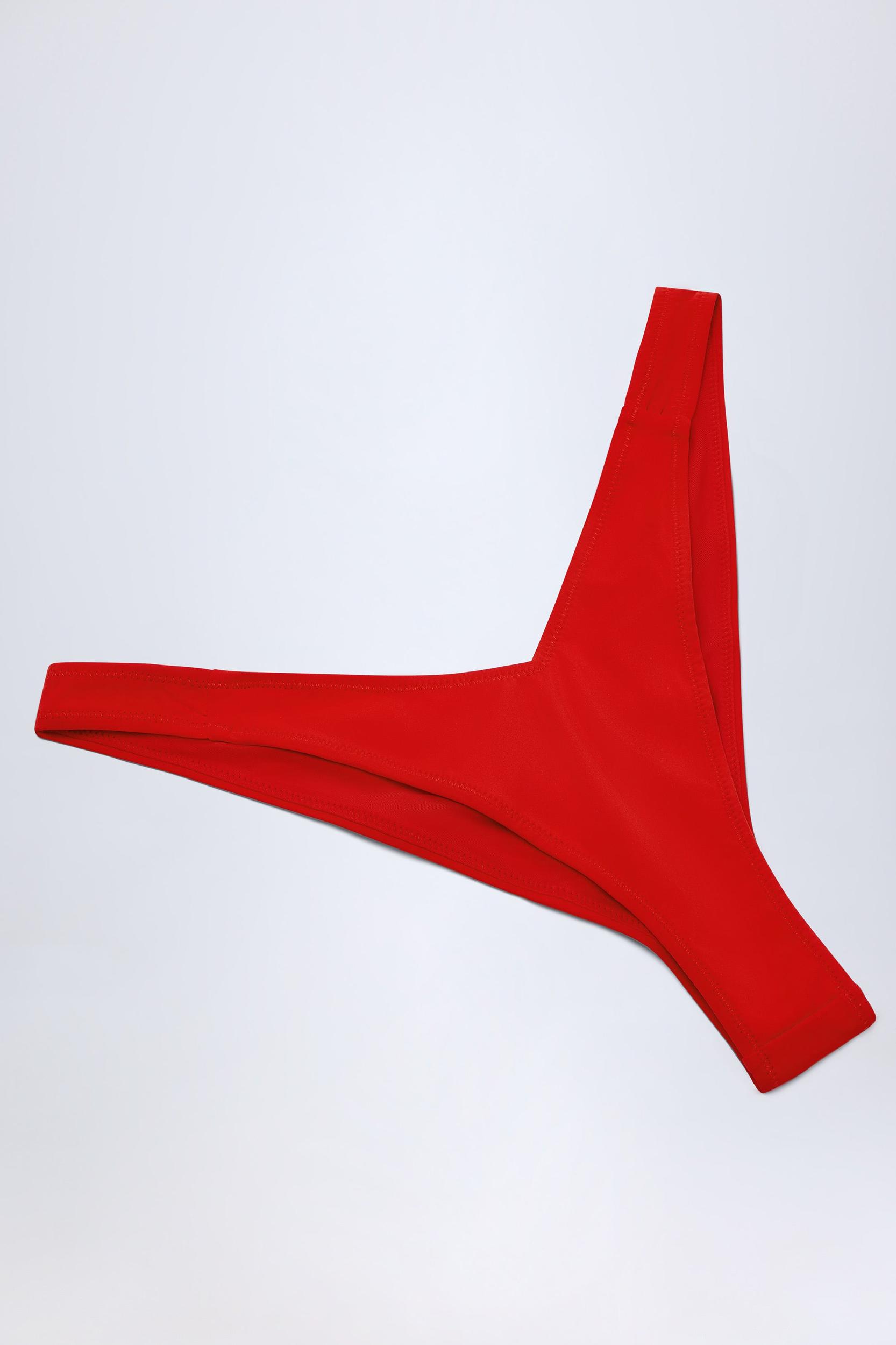 Ruched Cheeky Bikini Bottoms in Fiery Red Product Image