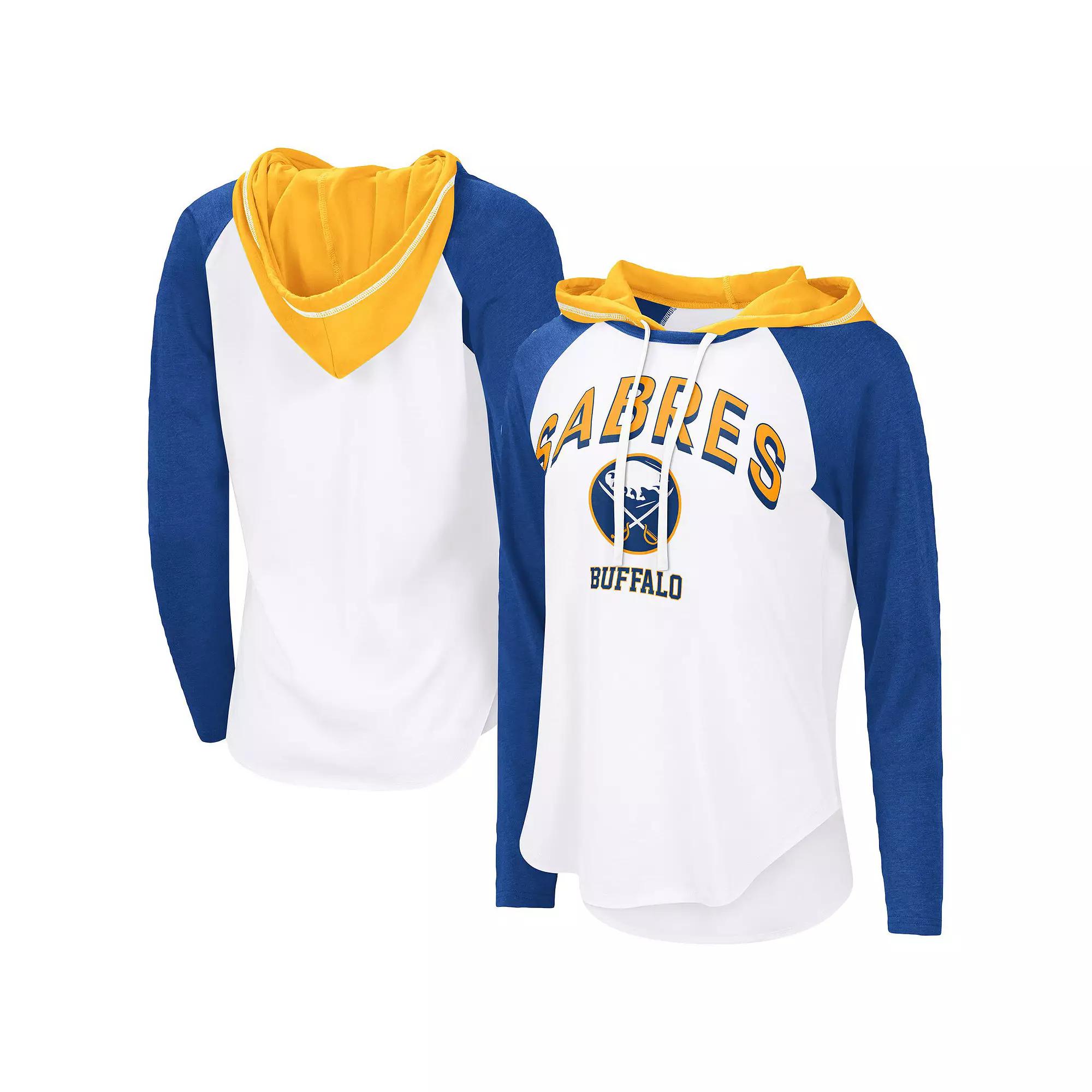 Women's G-III 4Her by Carl Banks  White Buffalo Sabres VIP Raglan Long Sleeve Hoodie T-Shirt, Size: 2XL Product Image
