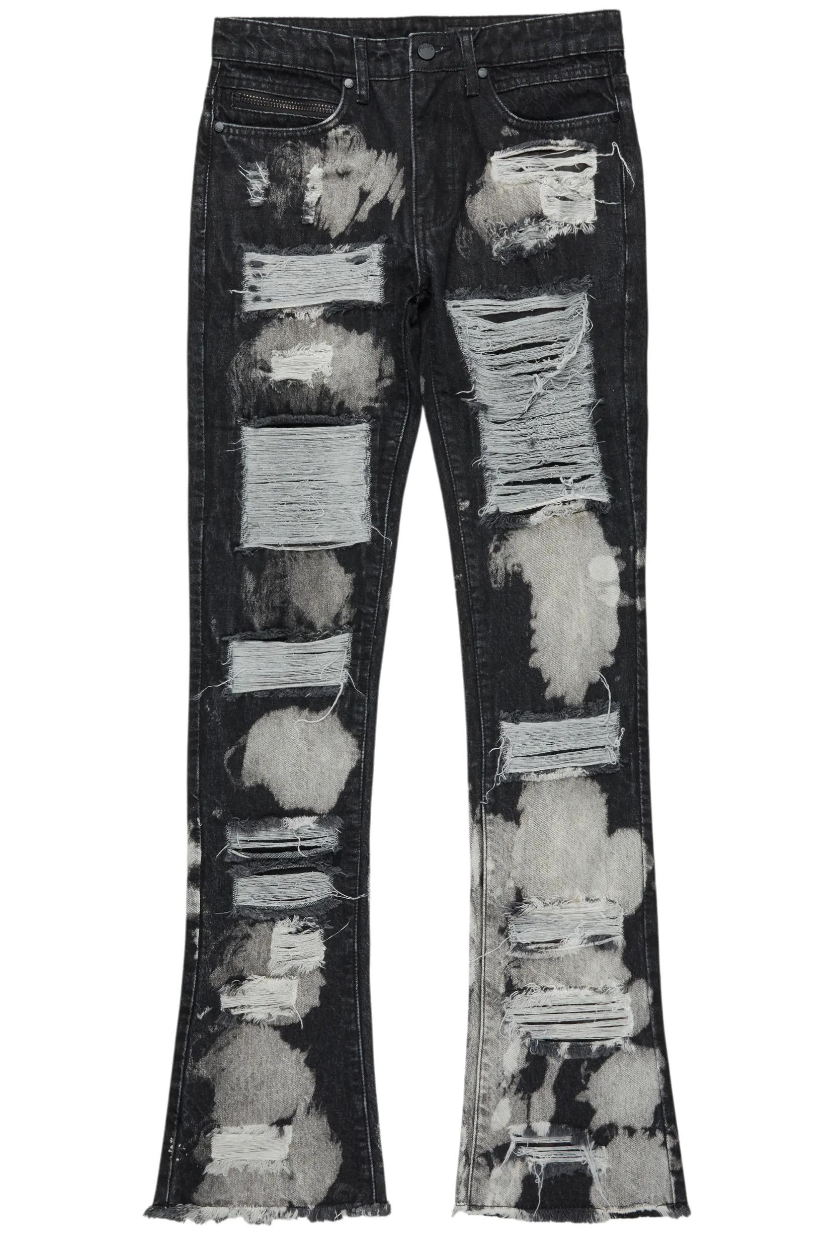 Stig Black Bleach Stacked Flare Jean Male Product Image
