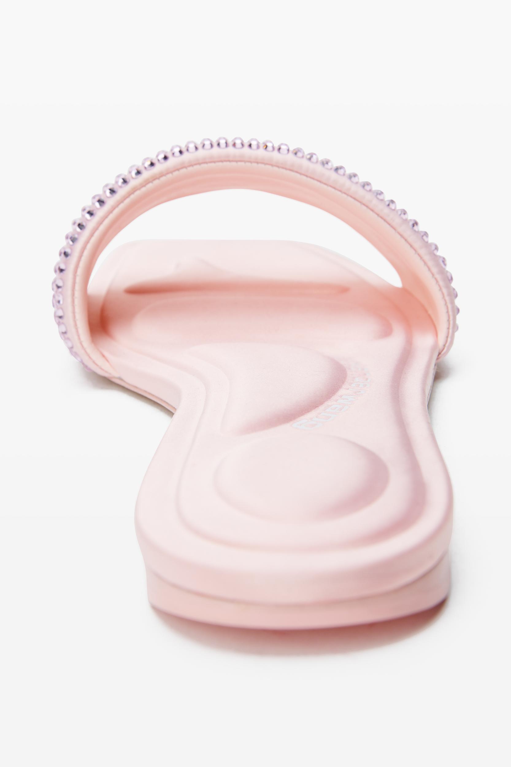 Pink Satin & Crystal Hotfix Vy Sandals Product Image