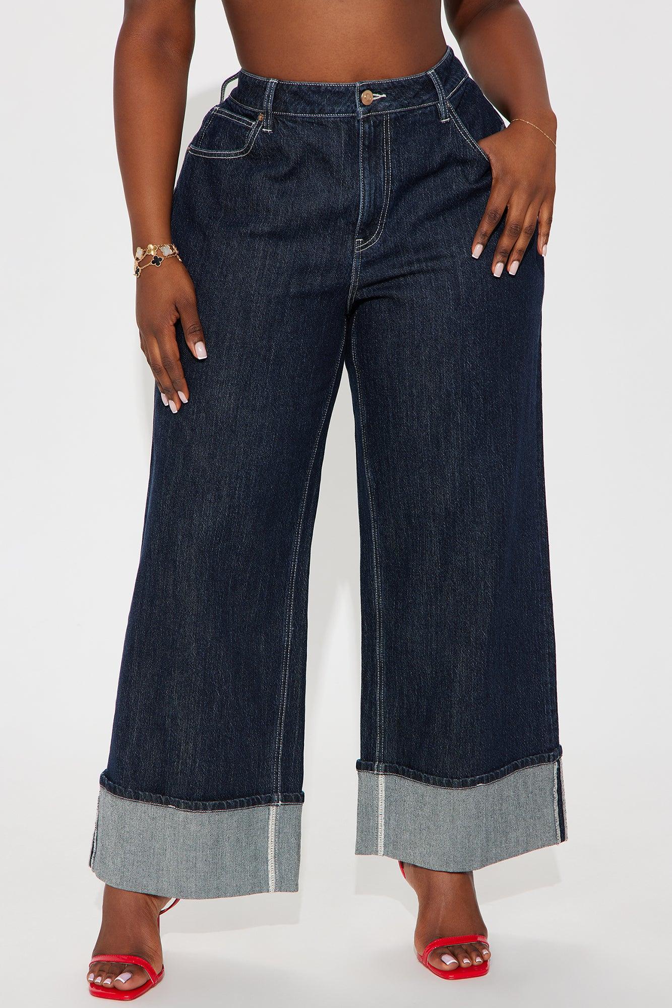 Central Park Cuffed Wide Leg Jeans - Dark Wash Female Product Image