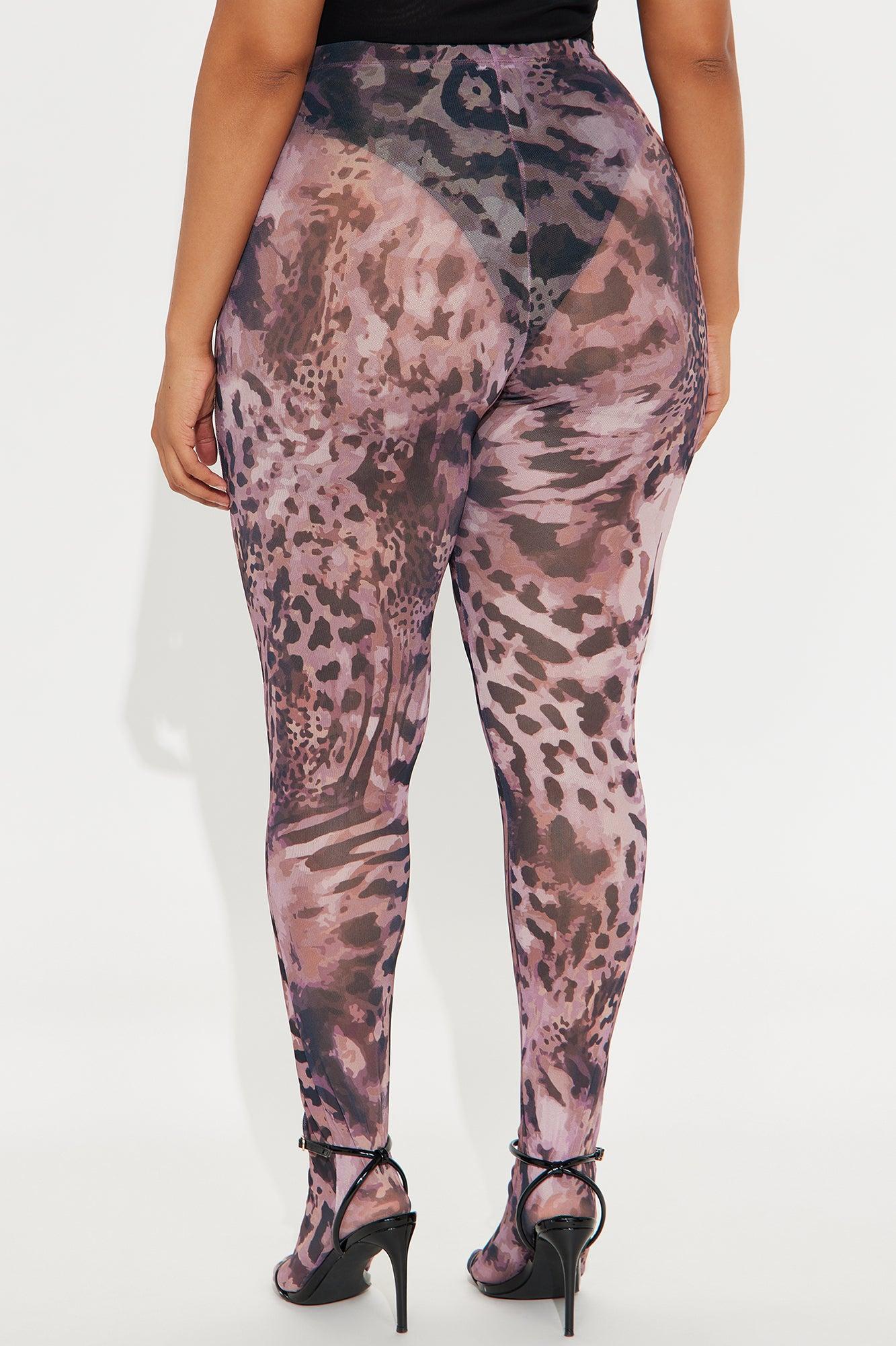 Untamed Leopard Mesh Footed Legging - Brown/combo Female Product Image