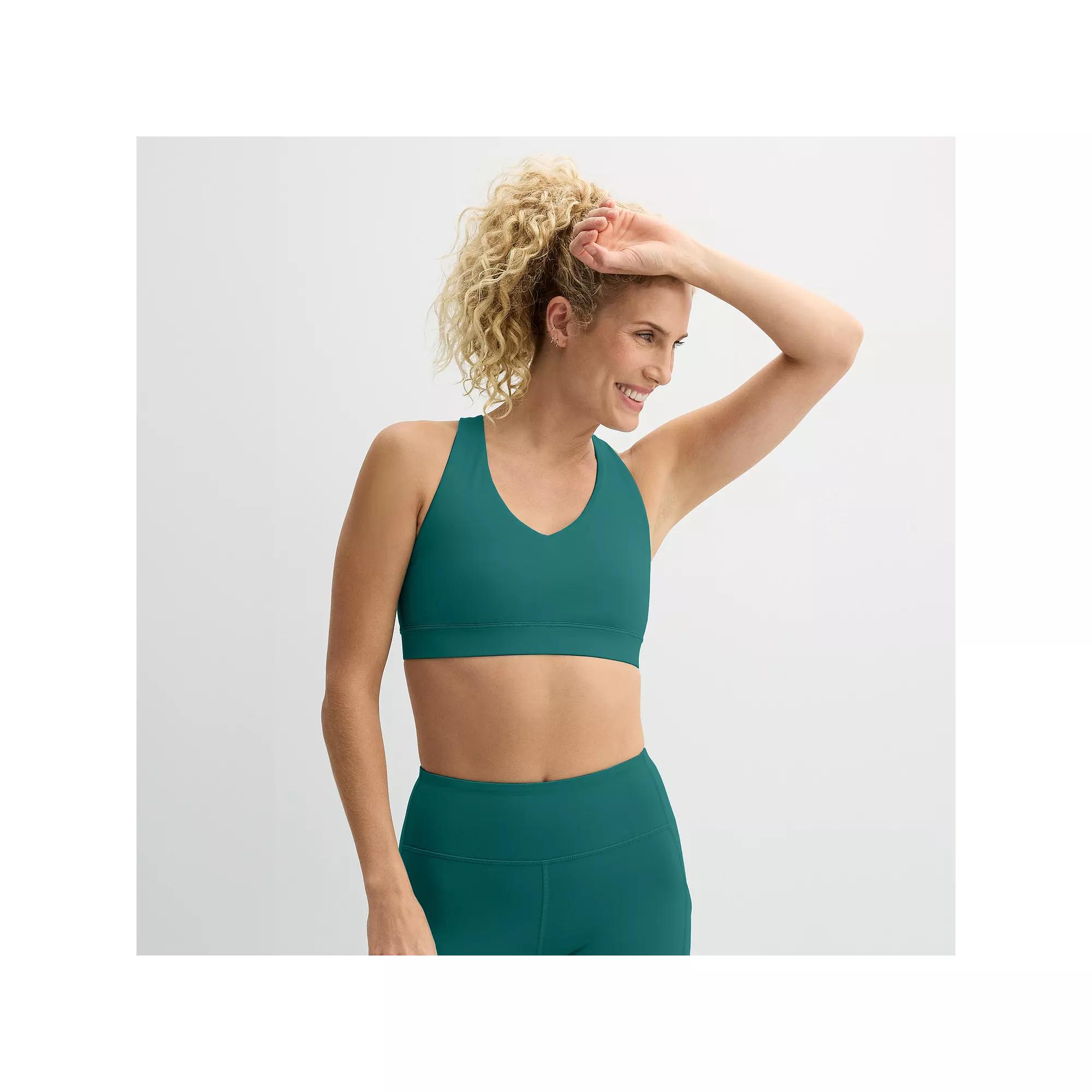 Tek Gear® Ultrastretch Medium-Impact V-Neck Sports Bra, Women's, Size: Large, Dark Blue Teal Product Image