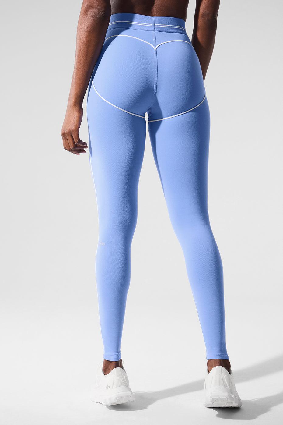 Airbrush High-Waist Heart Throb Legging - Crystal Clear Blue/White Product Image