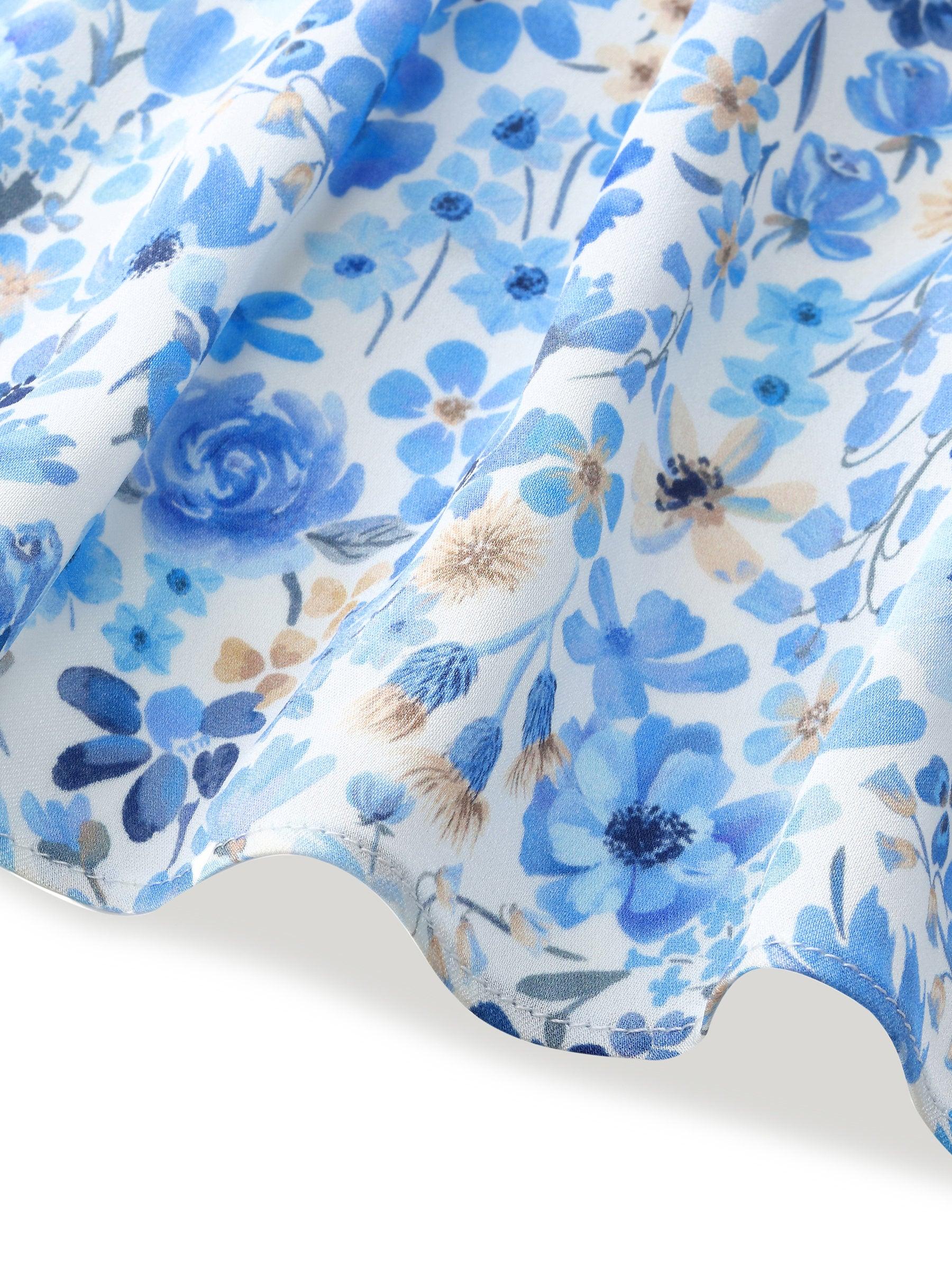 19MM Mulberry Silk Floral Print Ruffle Collar Maxi Dress Product Image