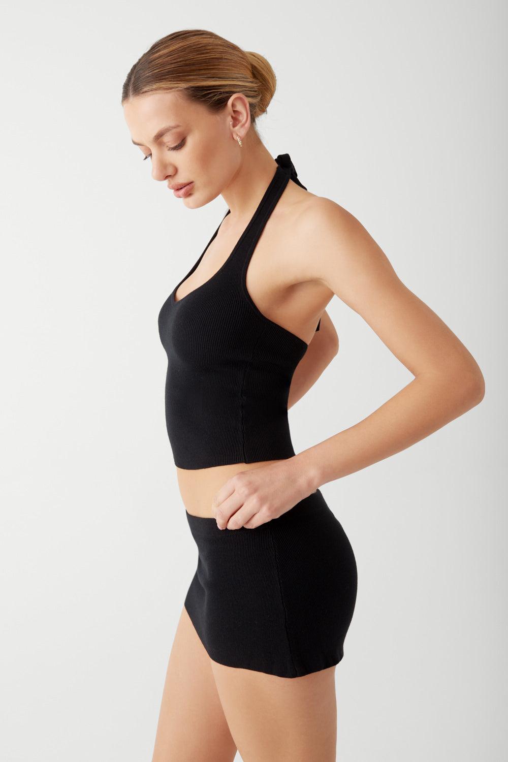Marialla Knit Halter Top - Black Product Image